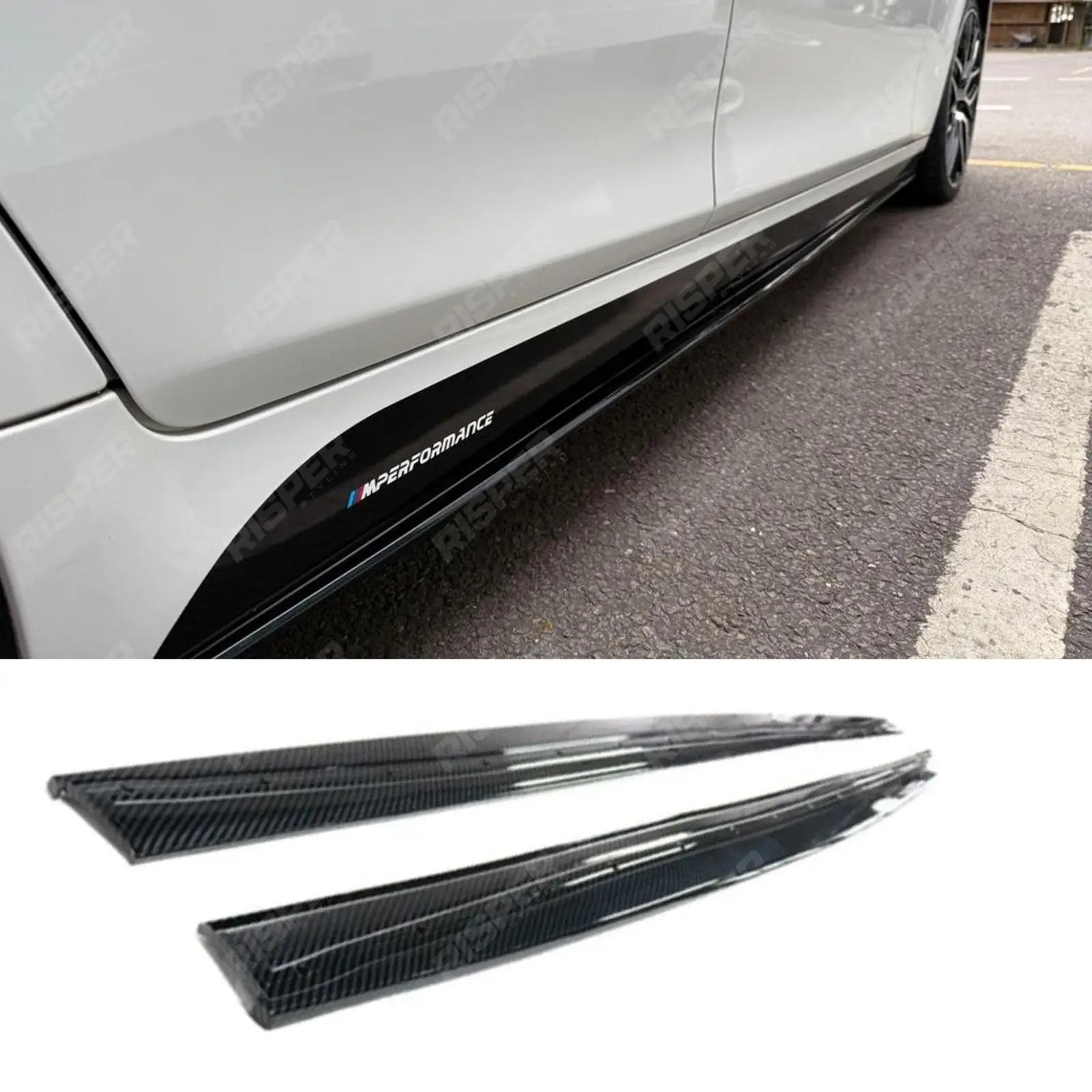 BMW 5 Series M Sport F10 F18 Side Skirt Splitters in Carbon Look Main image