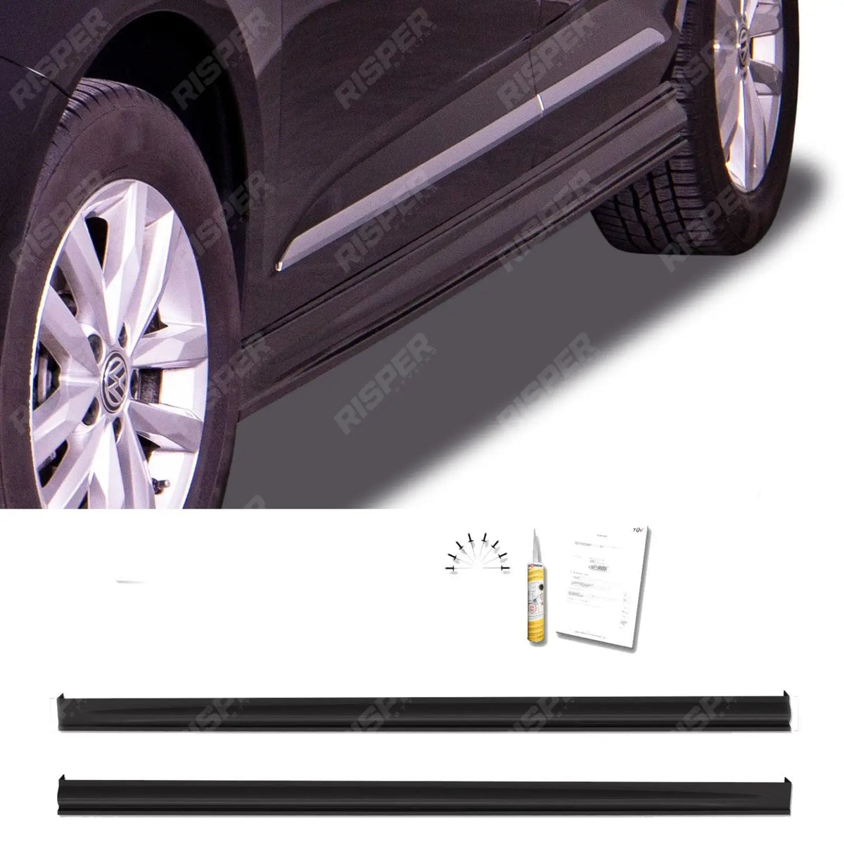 Volkswagen Caddy 2020 Onwards - Gloss Black 'Edition' Side Skirt Splitters Main image