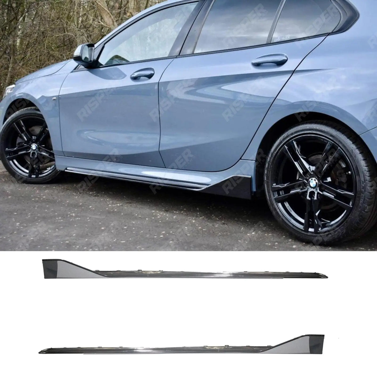 BMW 1 Series M Sport F40 2018 - 2024 Gloss Black Side Skirt Splitters Main image