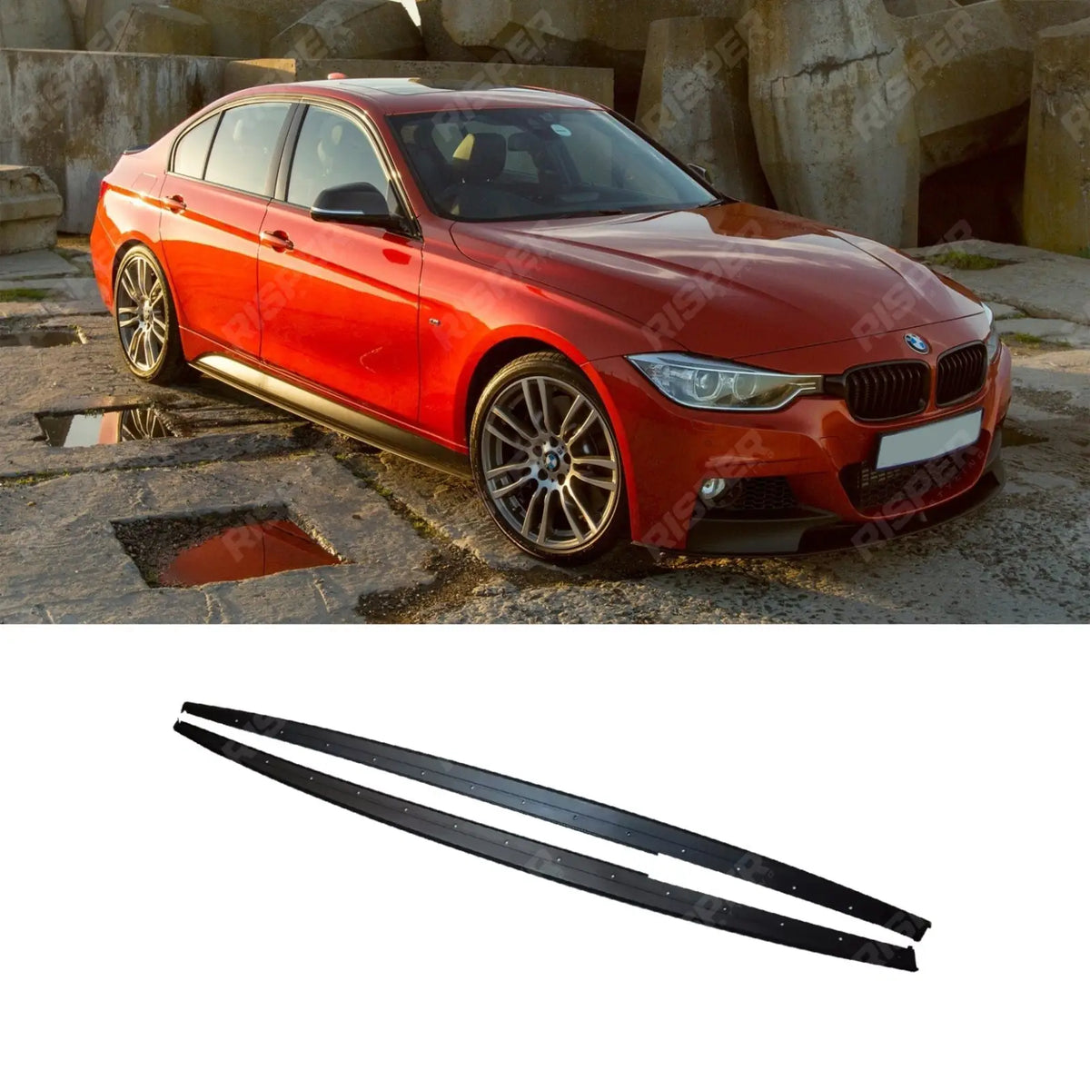 BMW 3 Series F30 F35 M Sport Side Skirt Splitters - Matte Black Main image