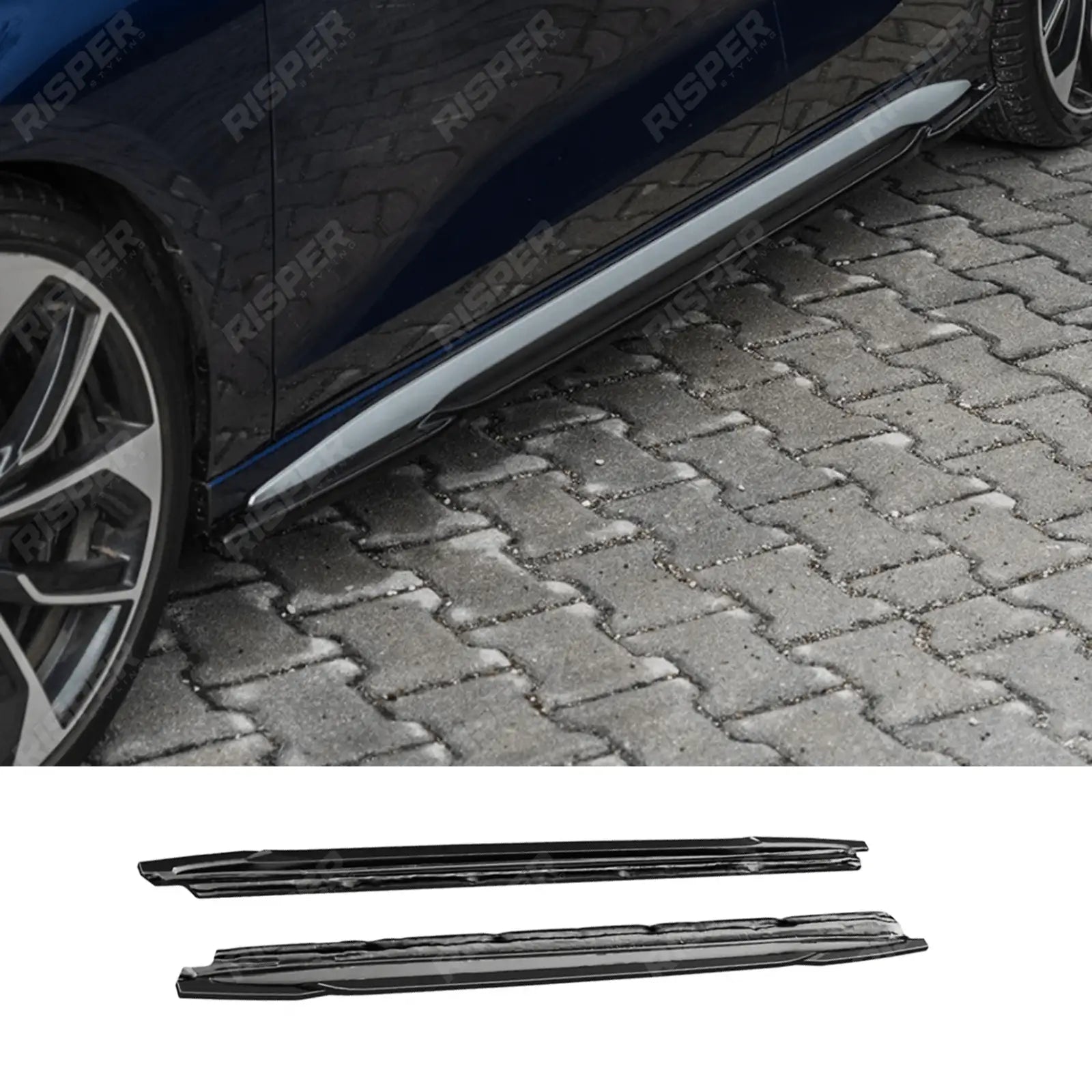 Audi S3 8Y 2020 - 2024 Side Skirts / Audi A3 S - Line 8Y 2020 - 2024 Side Skirts In Gloss Black (2 Pcs) Main image