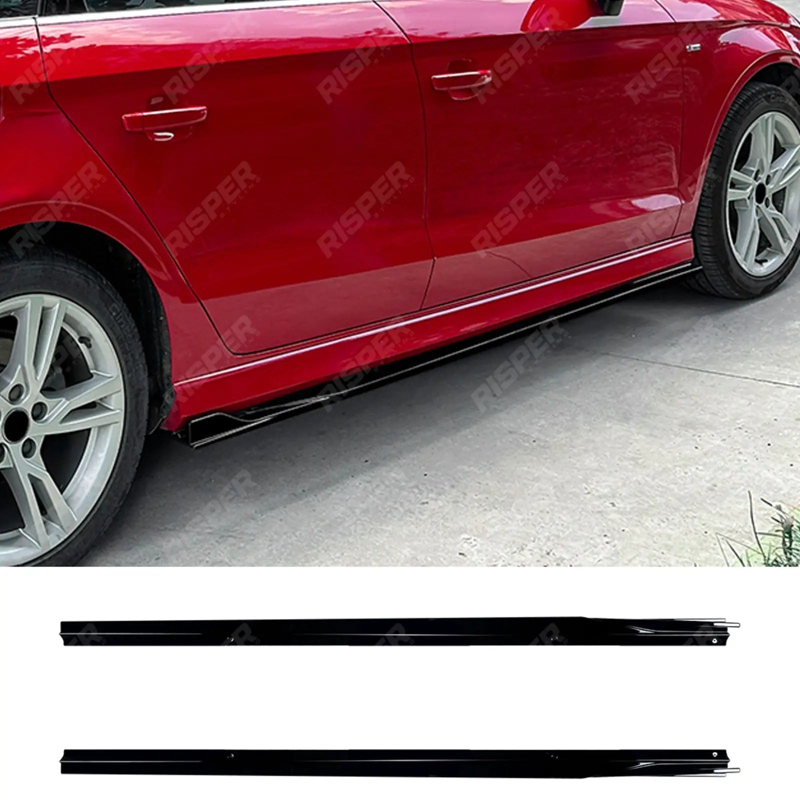 Side Skirts in Gloss Black For Audi A3 S3 8v 2013-2020 S LINE - Side Skirt Splitters Main image