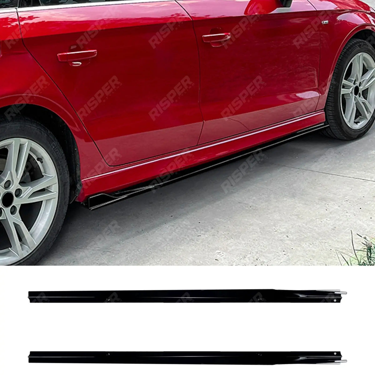 Side Skirts in Gloss Black For Audi A3 S3 8v 2013-2020 S LINE - Side Skirt Splitters