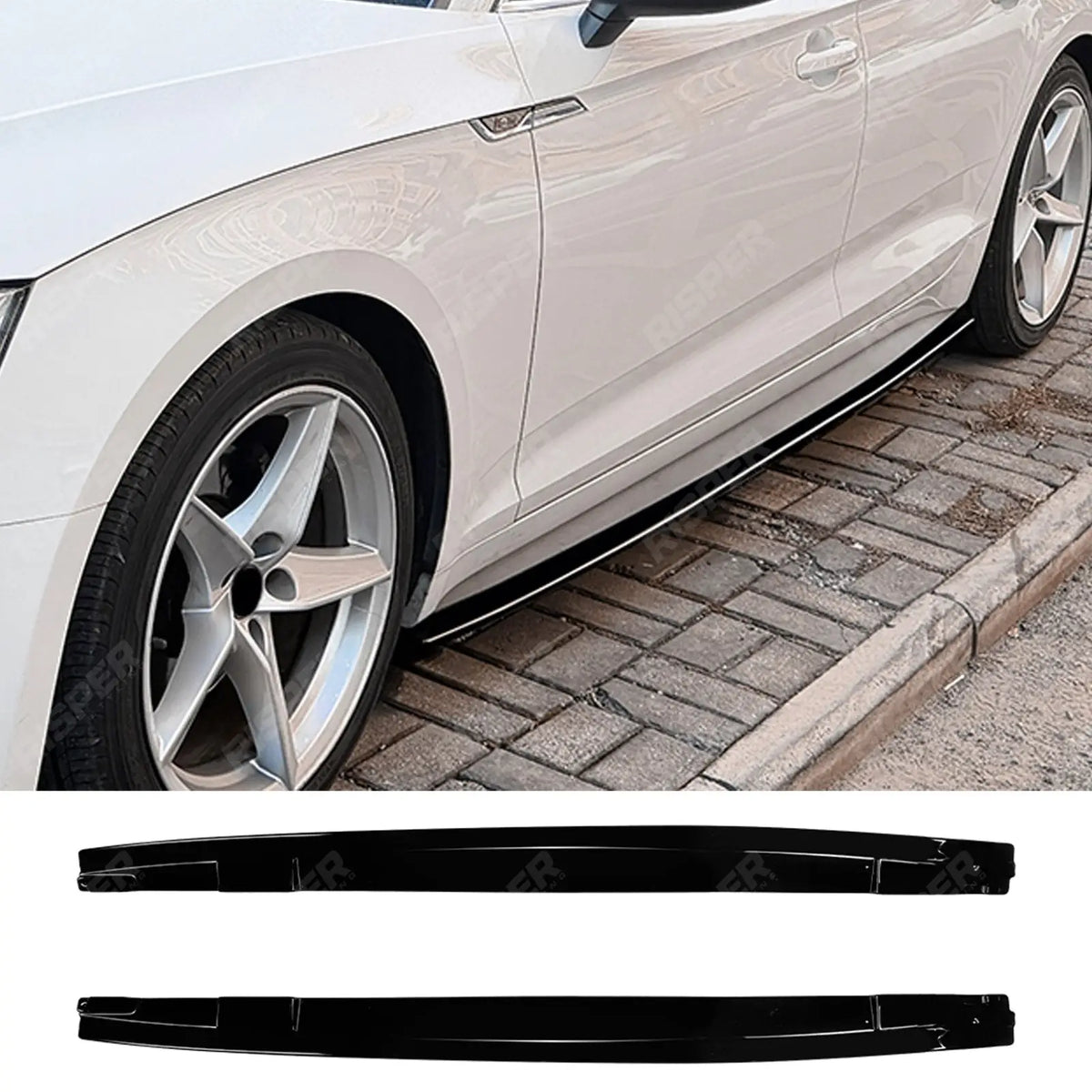 Side Skirts in Gloss Black for Audi A5 S5 F5 Pre Facelift 2017-2020 S LINE - Side Skirt Splitters