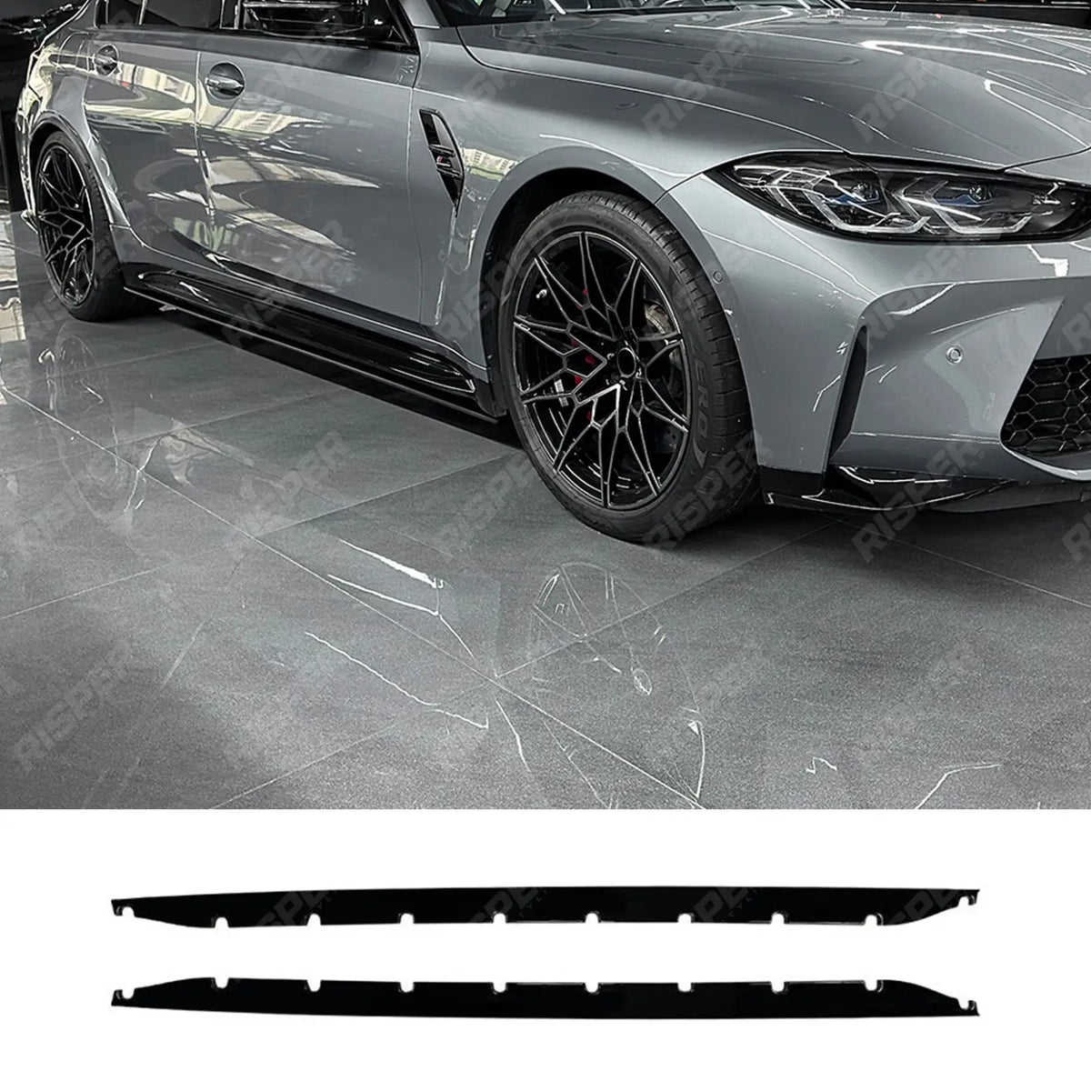 Side Skirts in Gloss Black For BMW M3 M4 G80 G81 2021 on - Side Skirt Splitters