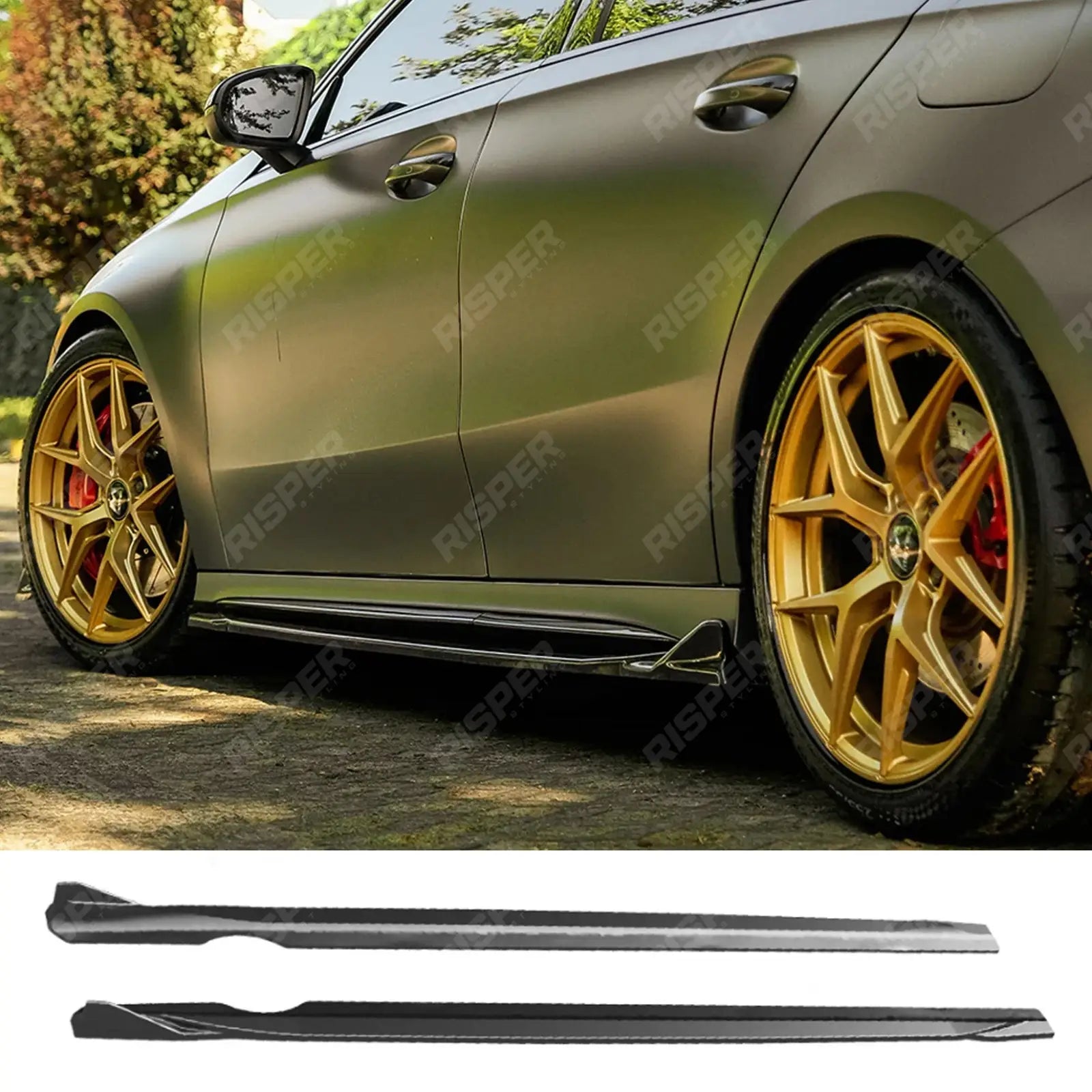 Mercedes A45 W177 2019-2023 & Facelift 2023 on Side Skirts in Gloss Black - Side Skirt Splitters Main image