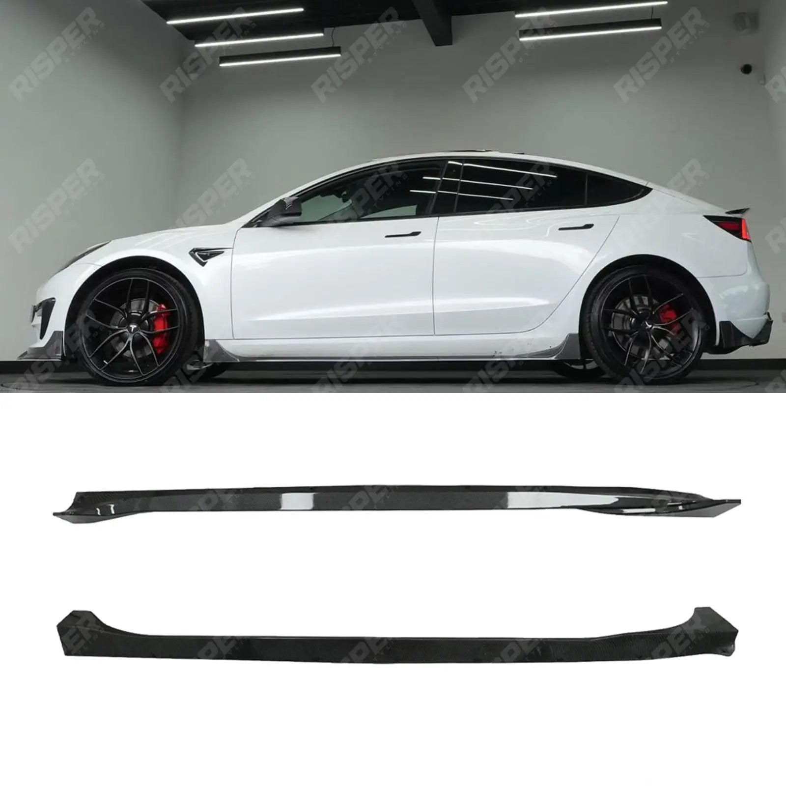 Tesla Model 3 2018 - 2023 Side Skirts Pair In Carbon Look Main image