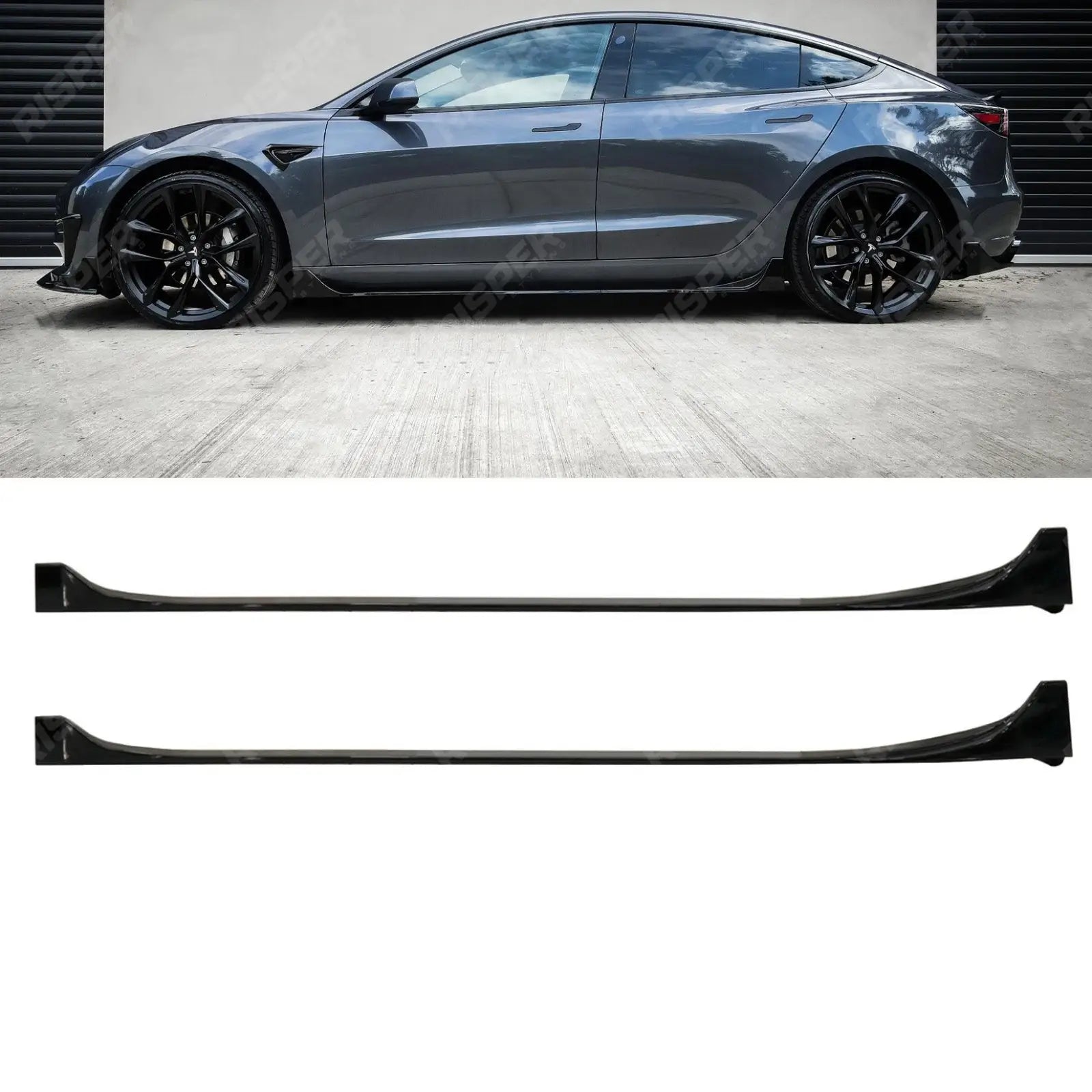 Tesla Model 3 2018 - 2023 Side Skirts Pair In Gloss Black Main image