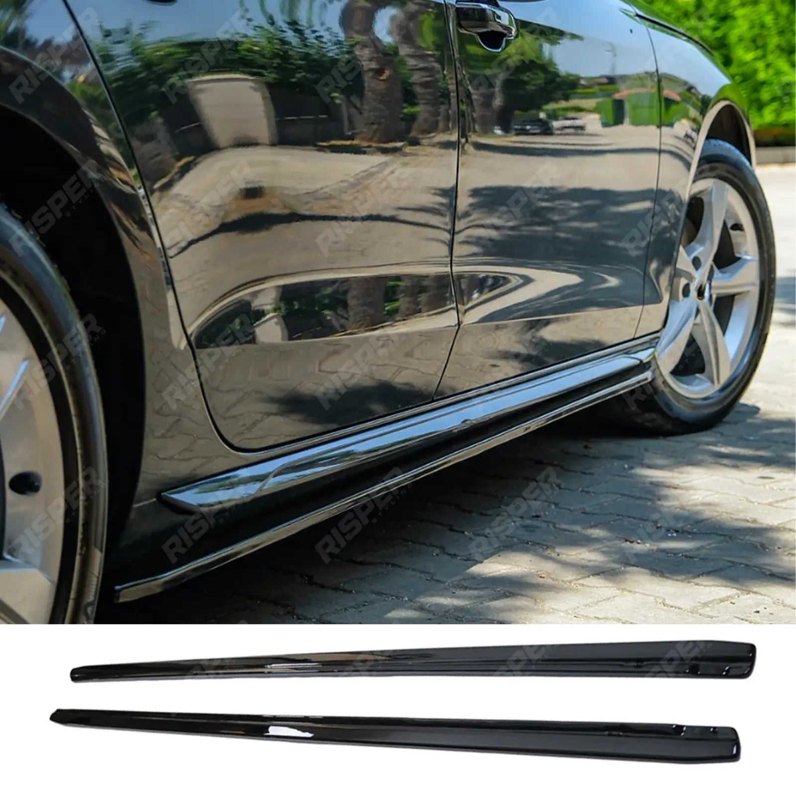 Audi A4 B9 Facelift 2019-2024 Side Skirts Set In Gloss Black Side Skirts Main image