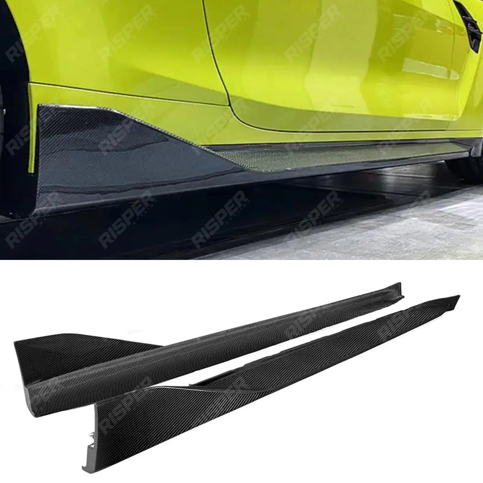 BMW M3 G80 - PRE PREG CARBON FIBRE PERFORMANCE STYLE SIDE SKIRTS Main image