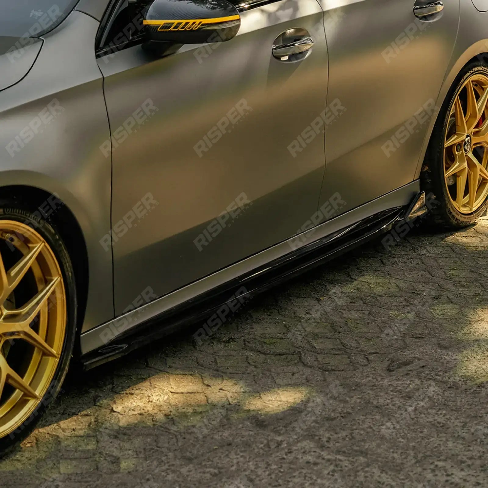 Mercedes A45 W177 2019-2023 & Facelift 2023 on Side Skirts in Gloss Black - Side Skirt Splitters