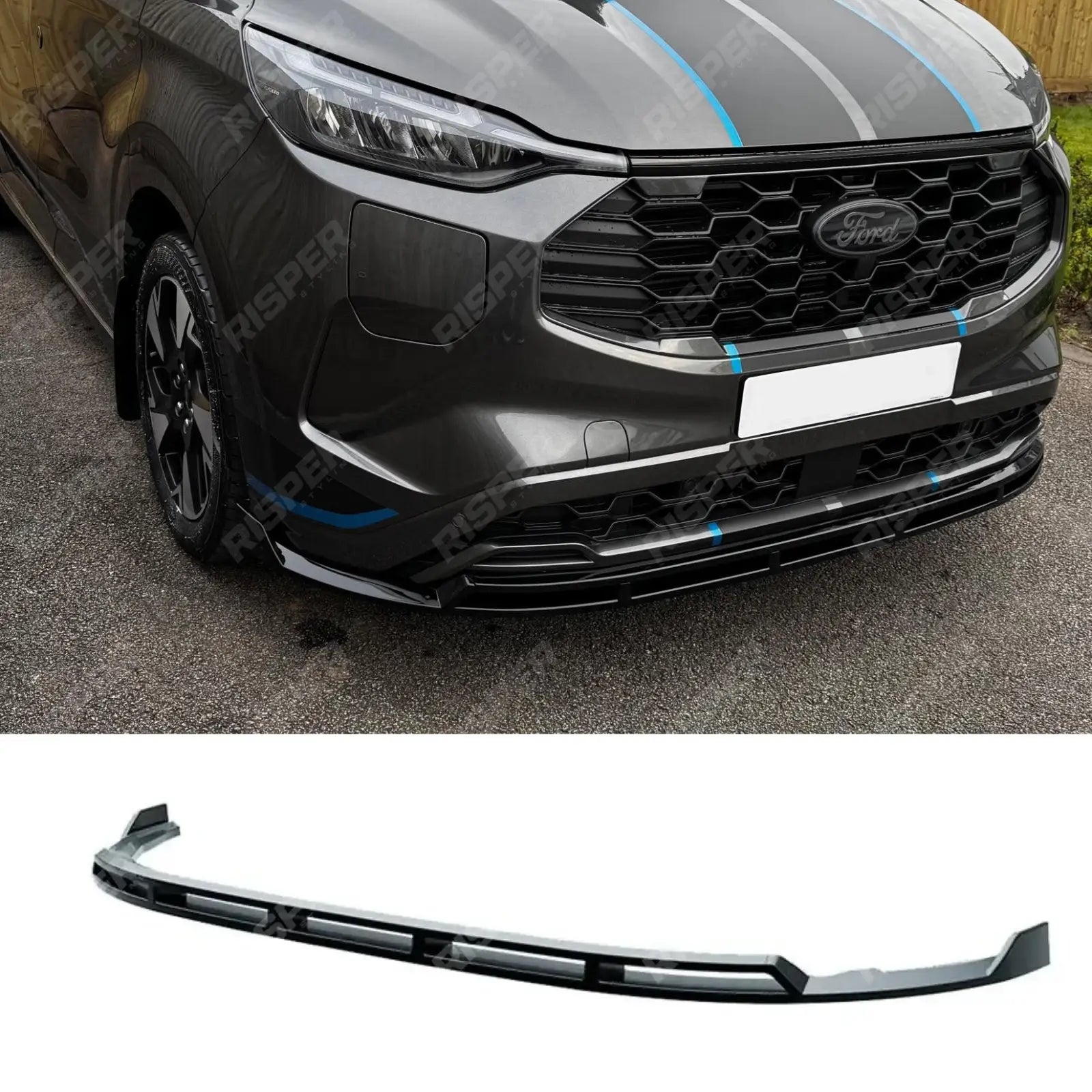 Ford Transit Custom MK2 2023+ ’Sport’ Front Splitter Lip In Gloss Black - Front Splitter