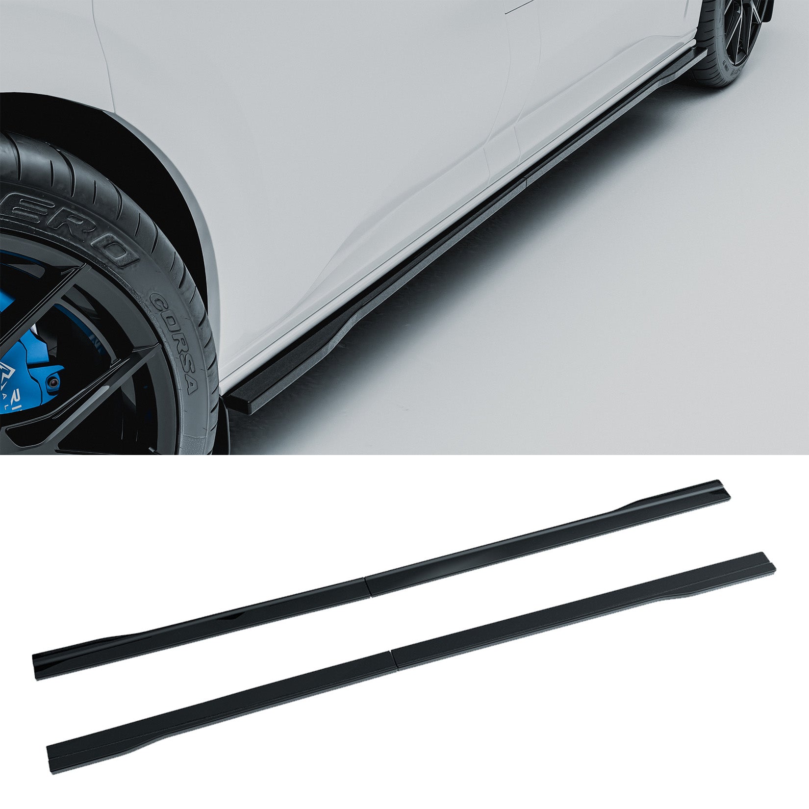 Ford Transit Custom MK2 2024 on SWB Side Skirt Splitters V2 In Gloss Black Main image