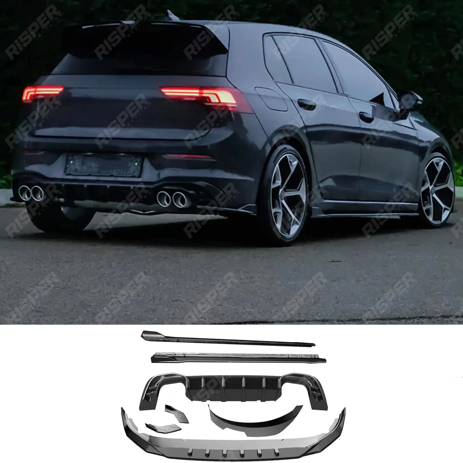 Vw Golf Mk8 2019-2024 Standard Complete Body Kit in Gloss Black - Body Kit Main image
