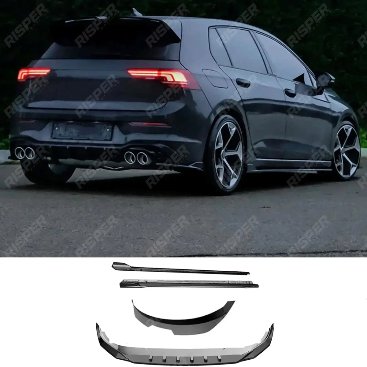 Standard Complete Body Kit in Gloss Black For Vw Golf Mk8 Life / Match / Style 2019-2024 - Body Kit Main image