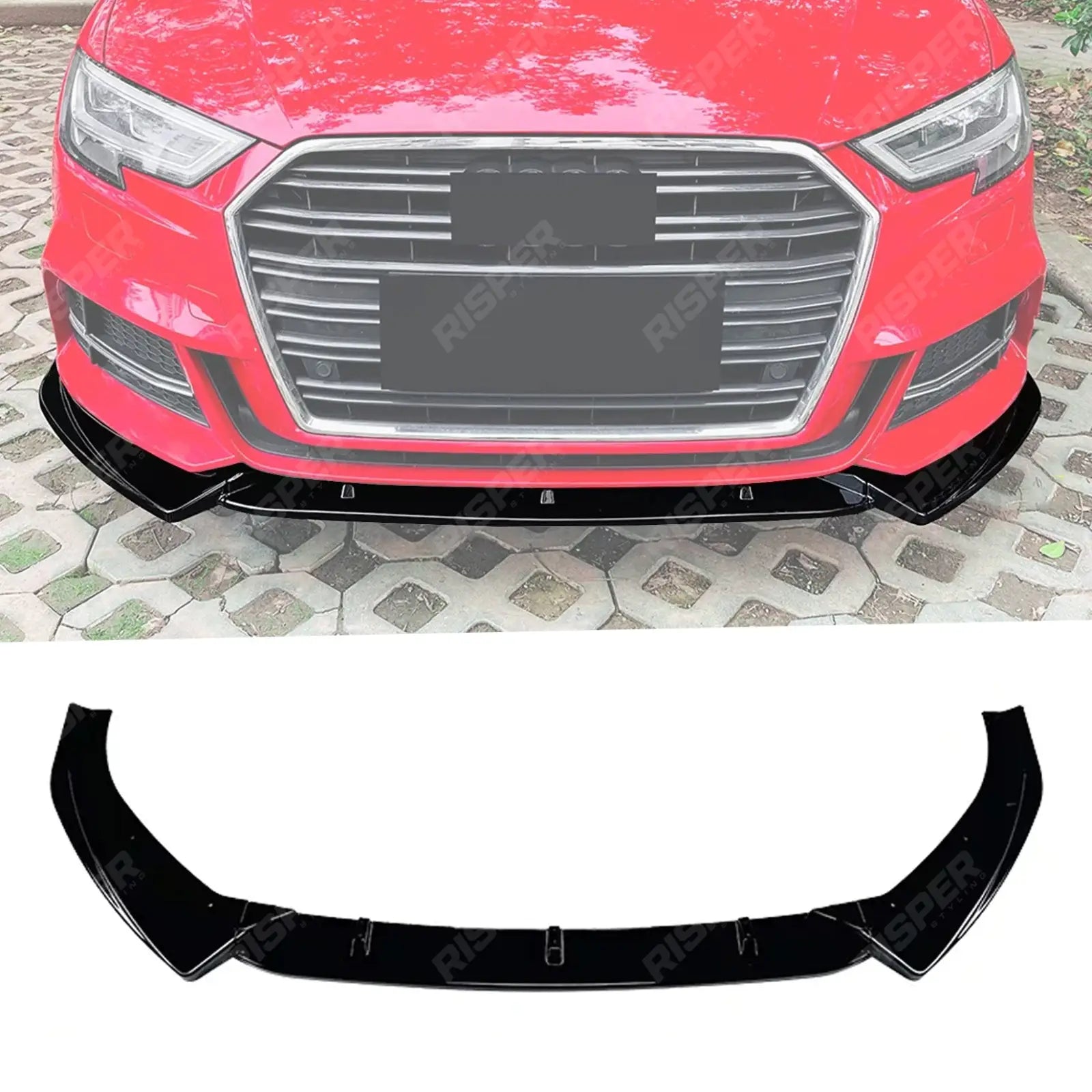 Audi A3 8V Facelift 2017-2020 Standard Models Front Splitter In Gloss Black Front Splitter Main image