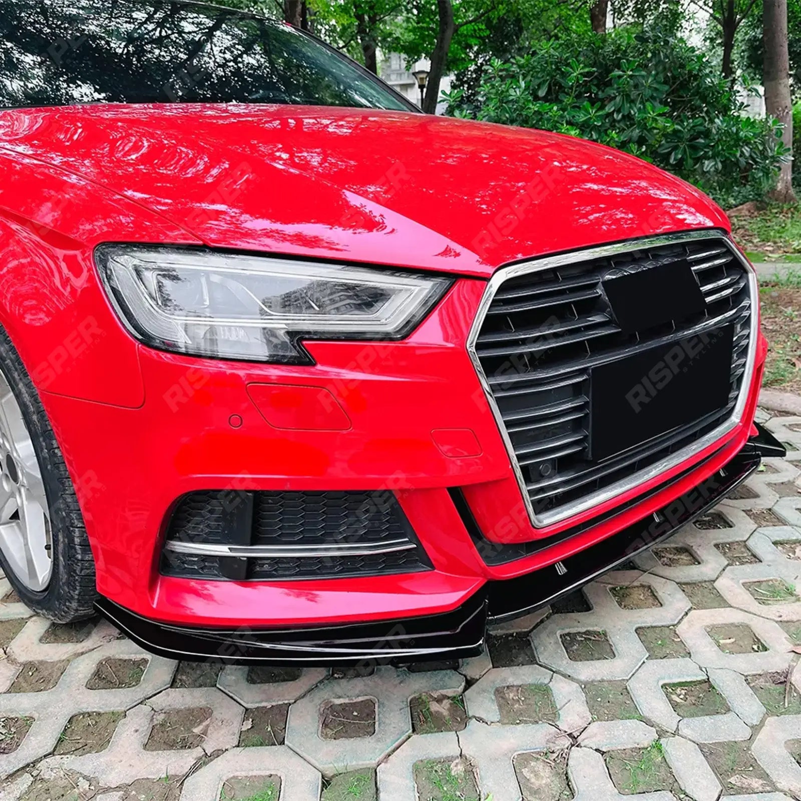 Audi A3 8V Facelift 2017-2020 Standard Models Front Splitter In Gloss Black Front Splitter