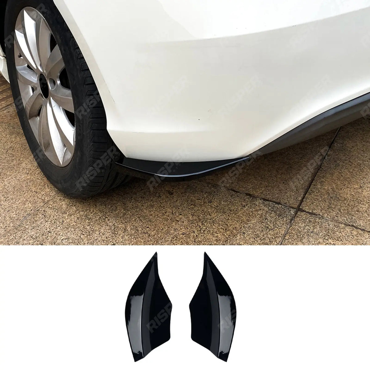 Standard Rear Splitters in Gloss Black For Mercedes A Class W176 2013-2016 Pre Facelift - Rear Bumper Splitters