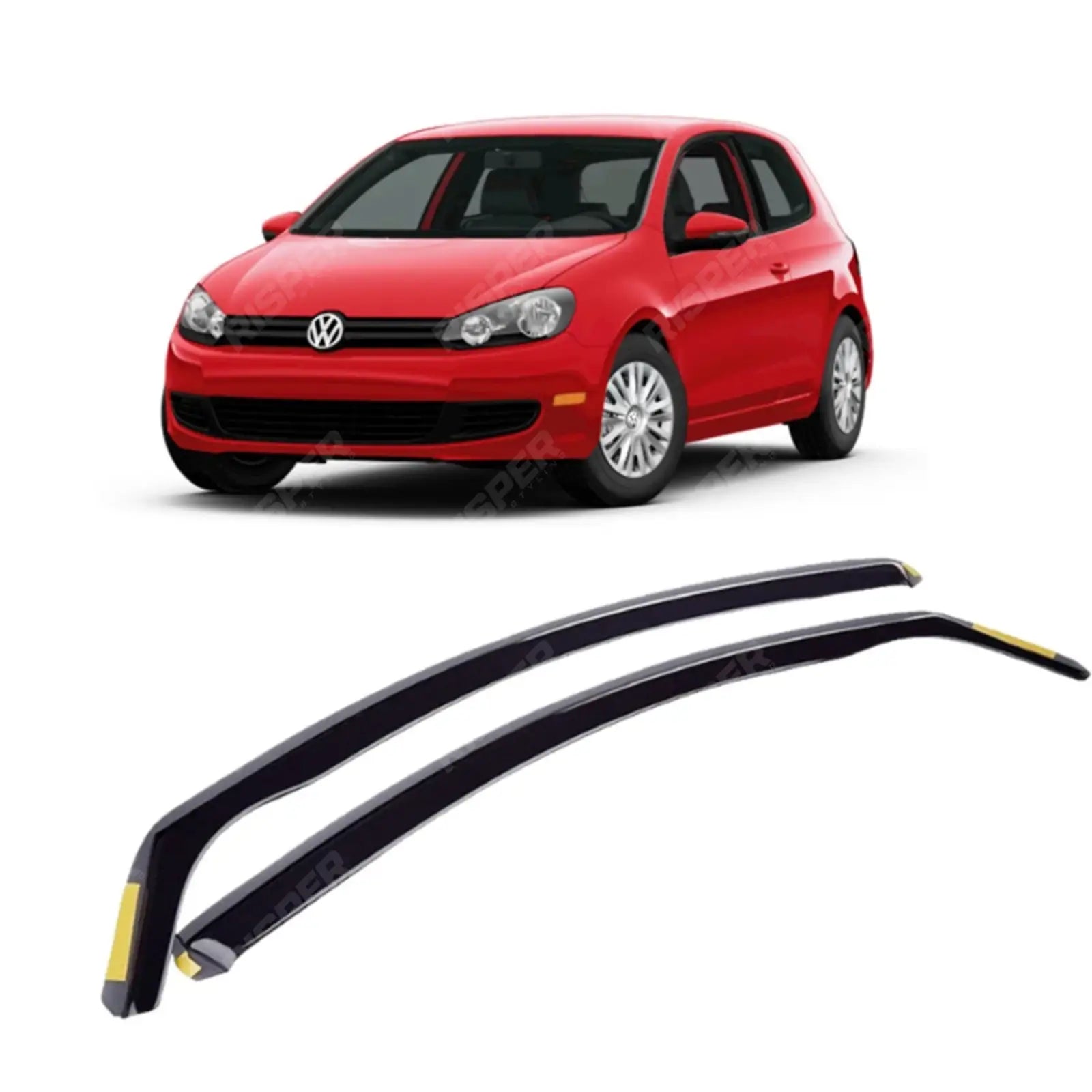 VW Golf MK6 2008 - 2013 STX Internal Wind Deflectors - 2PCS - Clip In Fitment - Dark Smoke Wind Deflectors Main image