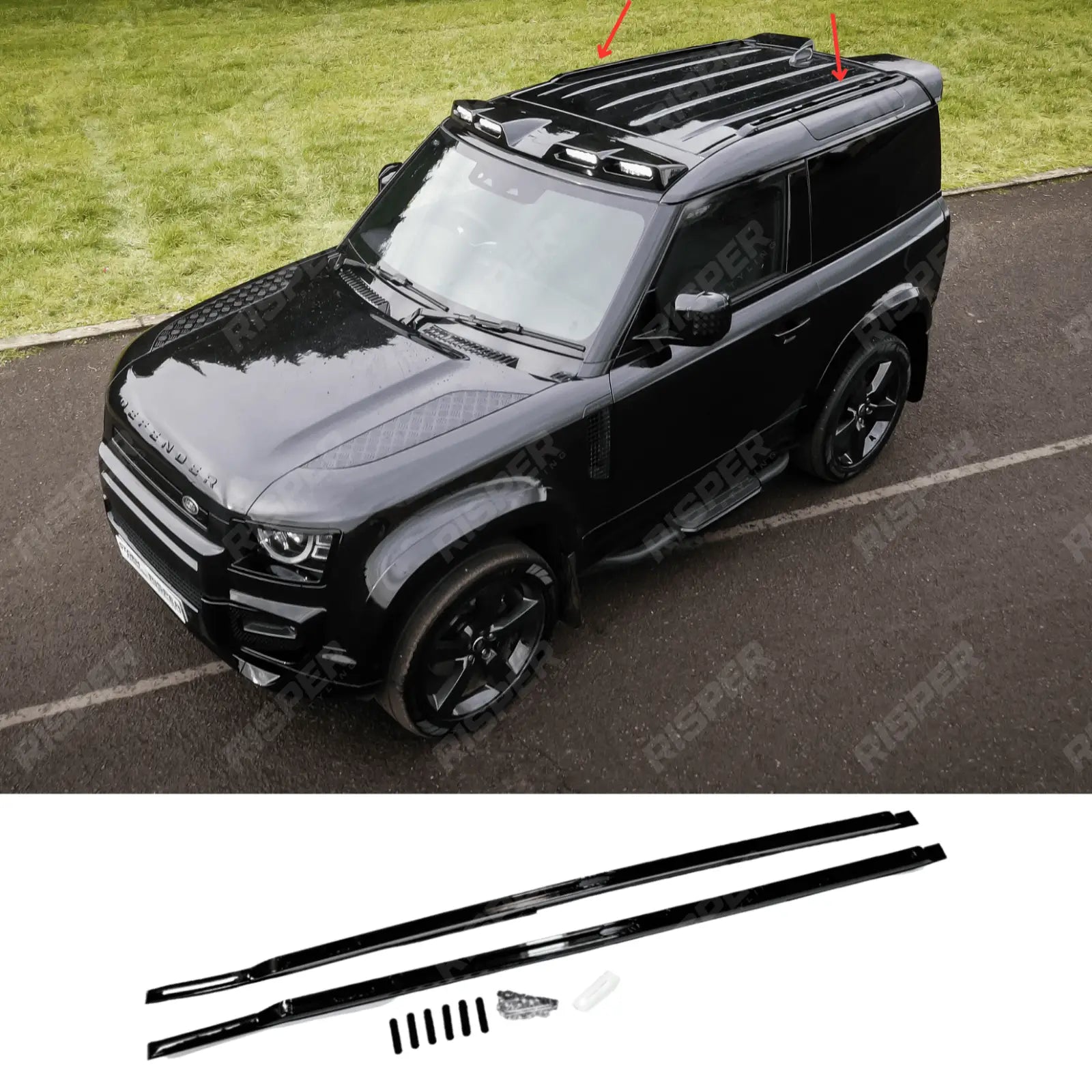 Land Rover Defender 90 L663 2020 On OE Style Gloss Black Roof Rails Main image