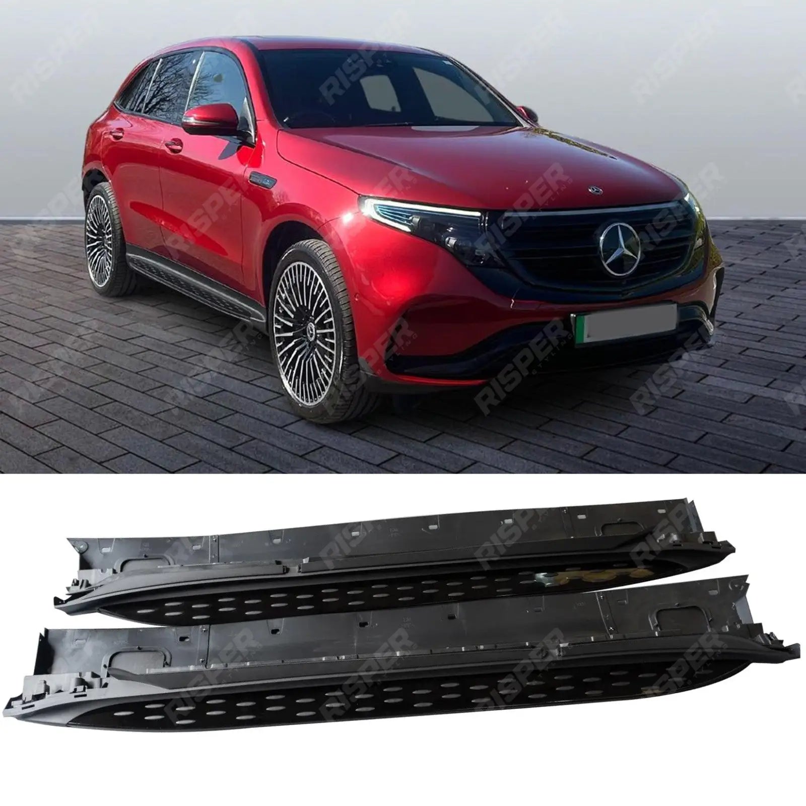 MERCEDES BENZ EQC N293 2019 ON OE STYLE RUNNING BOARDS – SIDE STEPS – PAIR – IN BLACK Main image