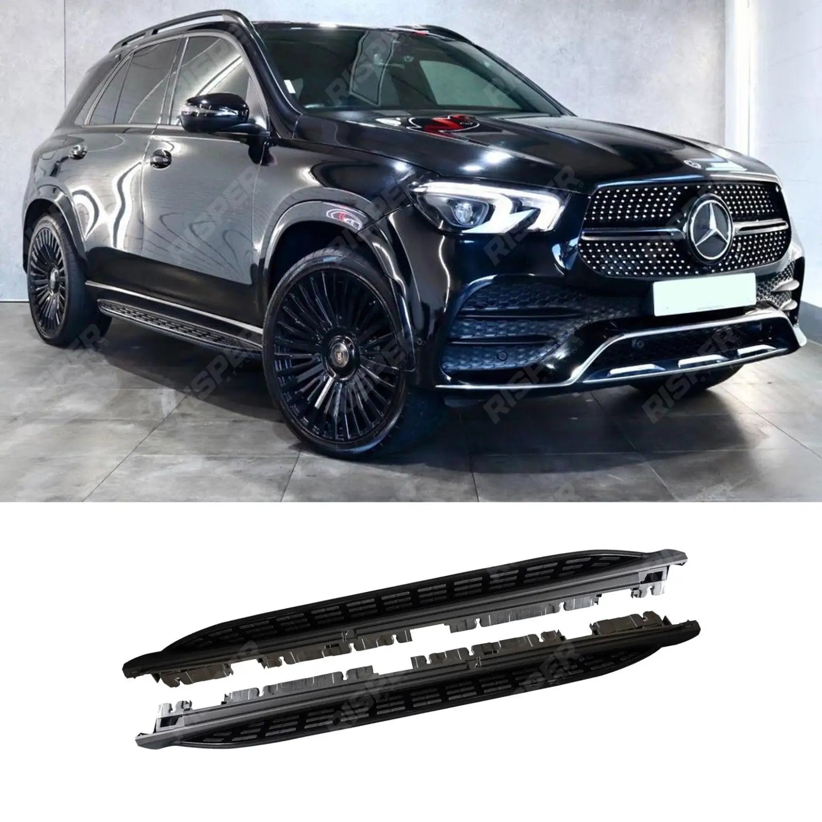 MERCEDES BENZ GLE W167 2020 ON OE STYLE RUNNING BOARDS – SIDE STEPS – PAIR – IN BLACK Main image