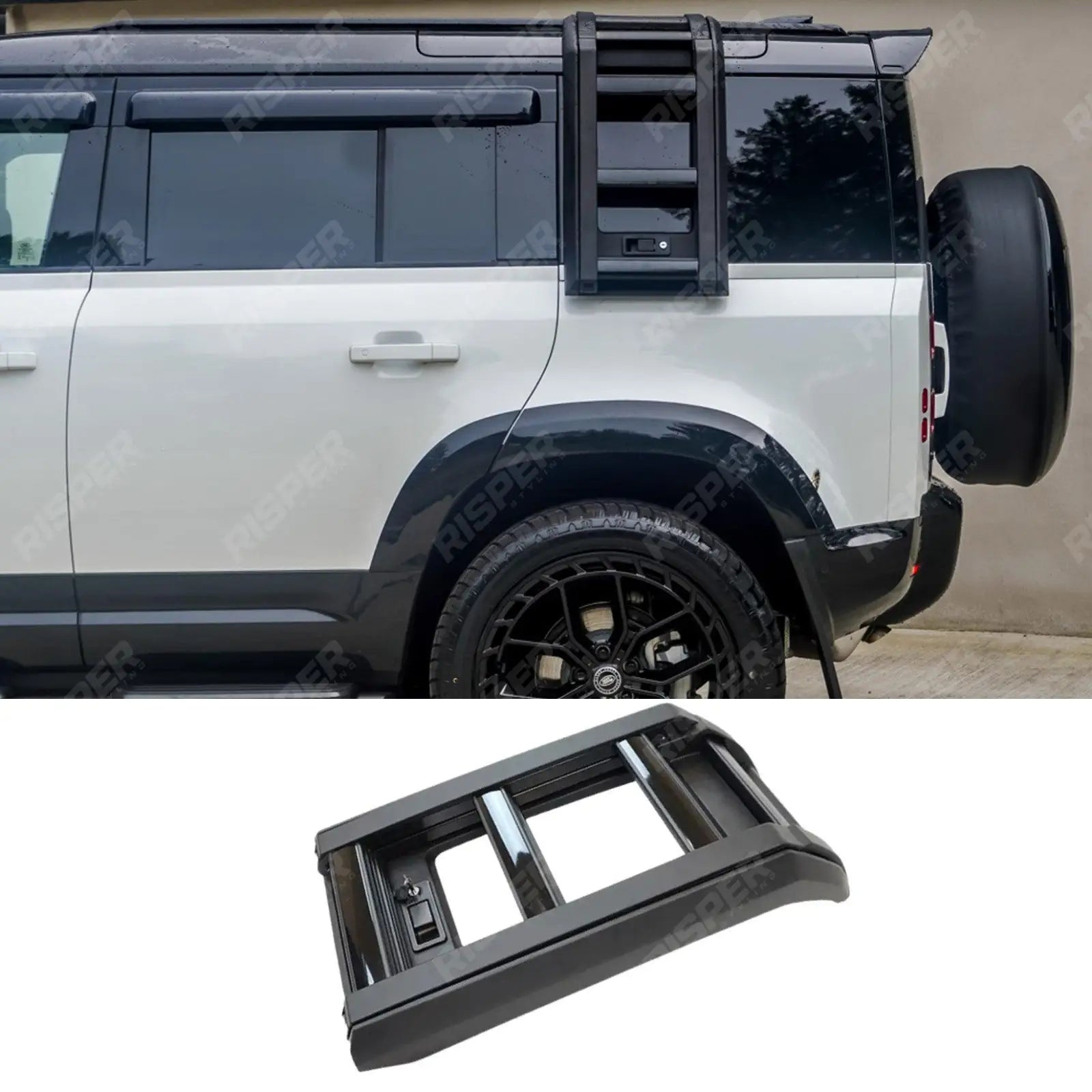Land Rover Defender L663 90/110/130 2020 On OEM Style Side Roof Ladder - Gloss Black Main image