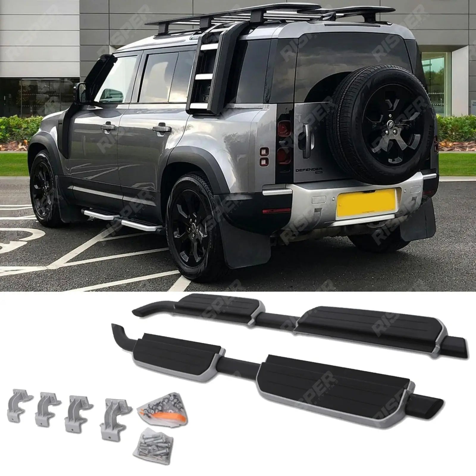 "Land Rover Defender 110/130 L663 2020 On OE Style Silver Side Steps Main image