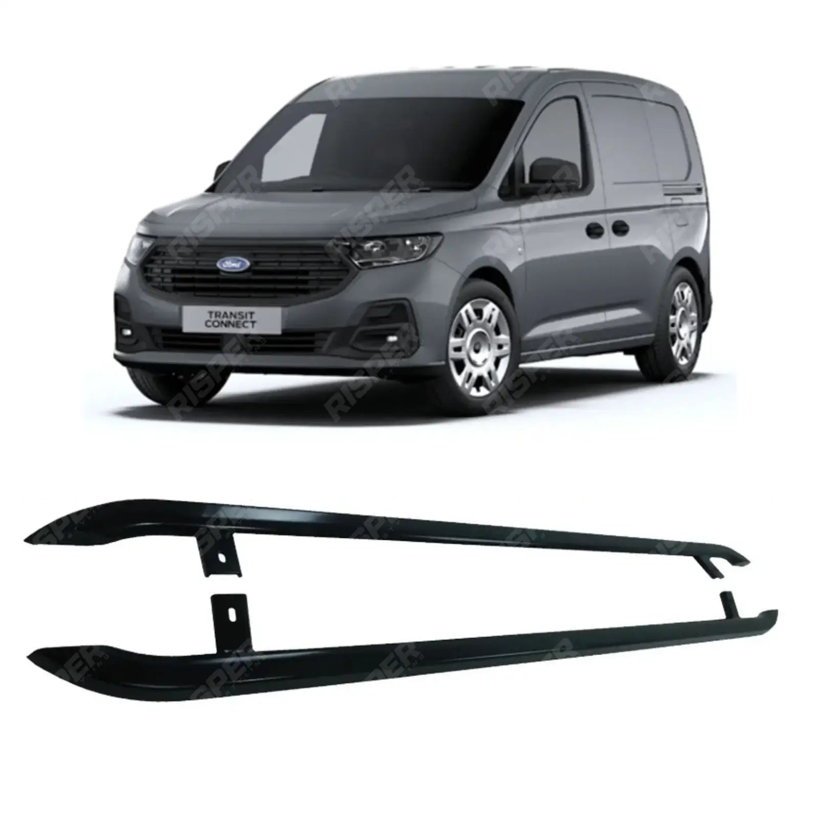 Ford Transit Connect 2024 On SWB Trapezoid Side Bars in Gloss Black Side Steps Main image