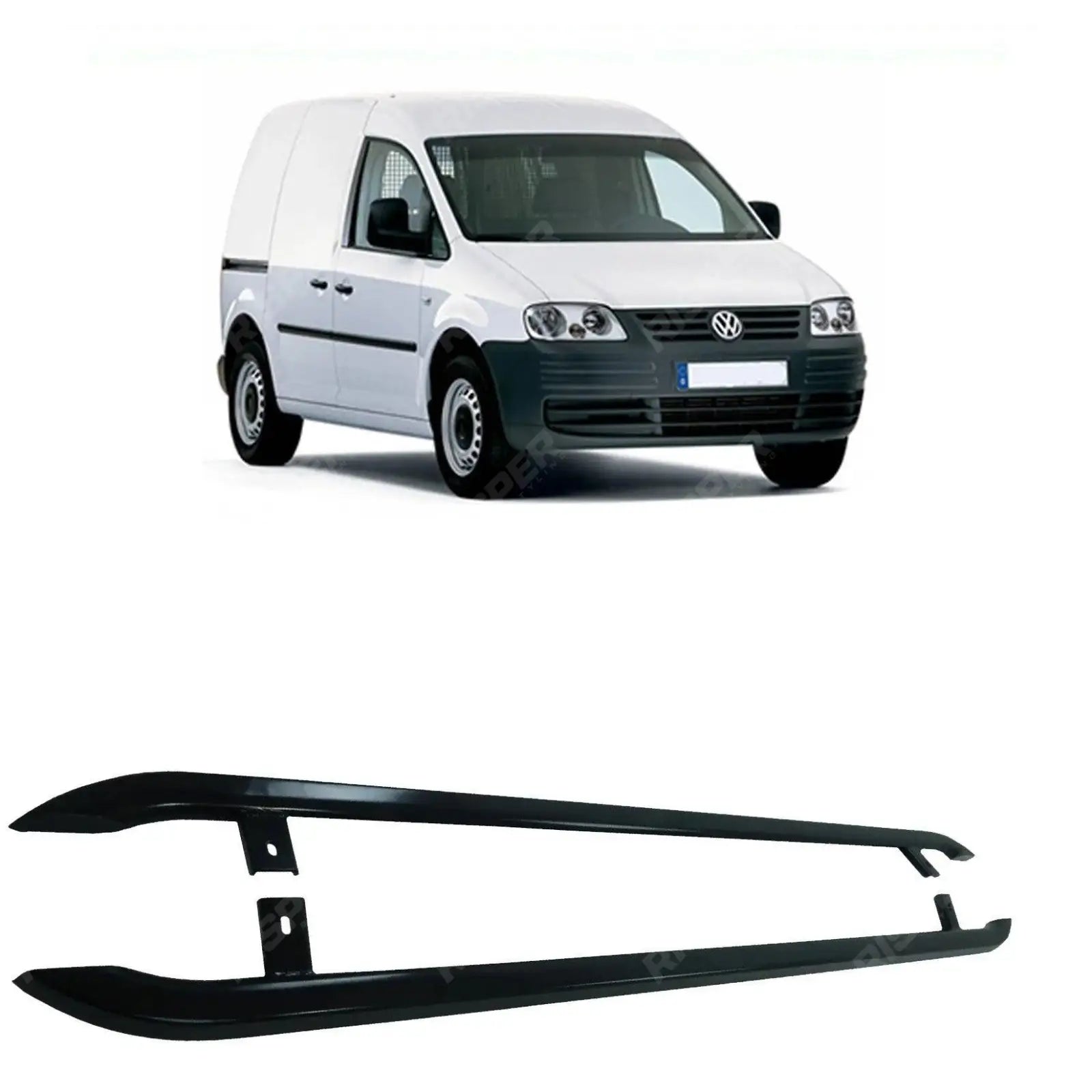 VW Caddy 2004 - 2020 SWB Trapezoid Side Bars in Gloss Black Main image