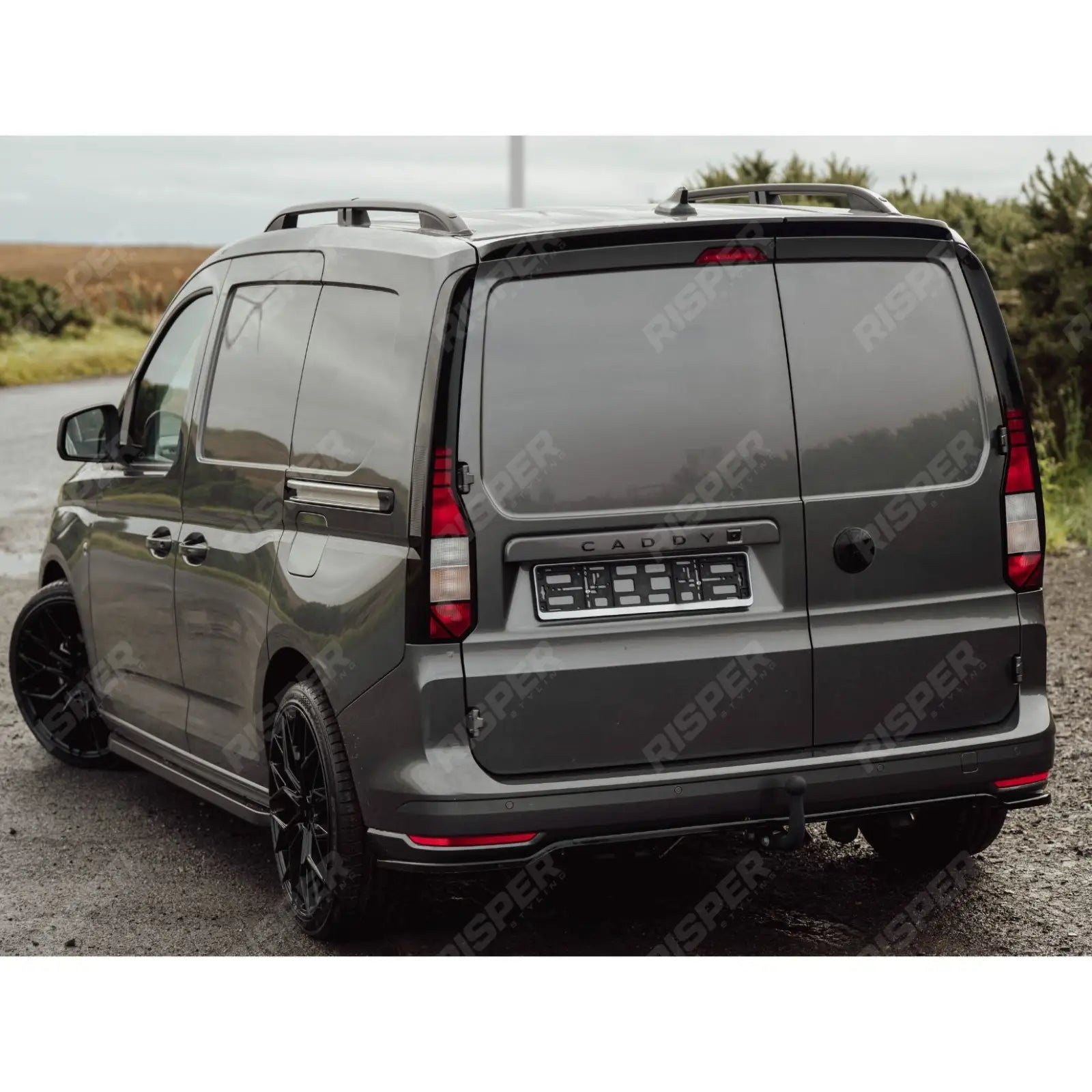 VW Caddy 2021 On SWB Trapezoid Side Bars in Gloss Black Side Bars