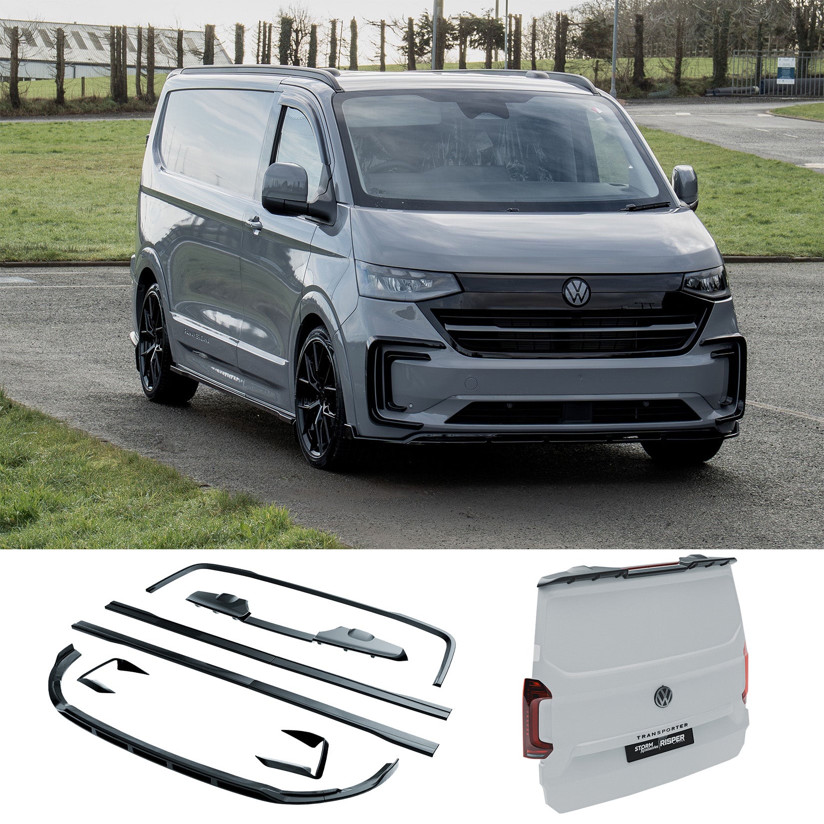 Volkswagen Transporter T7 LWB TAILGATE 2025 on Premium Aero Kit In Gloss Black