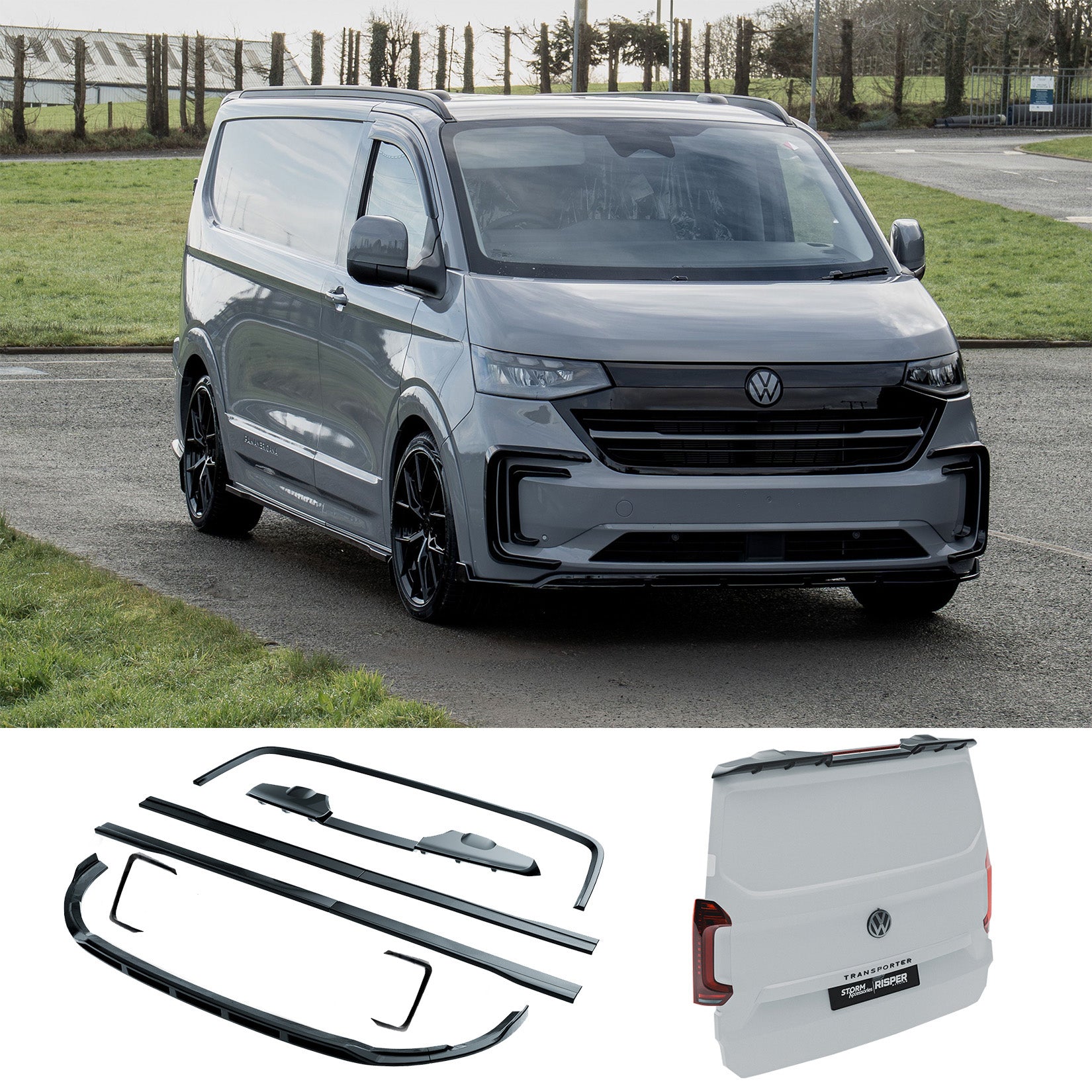 Volkswagen Transporter T7 LWB TAILGATE 2025 on Premium Aero Kit In Gloss Black Main image