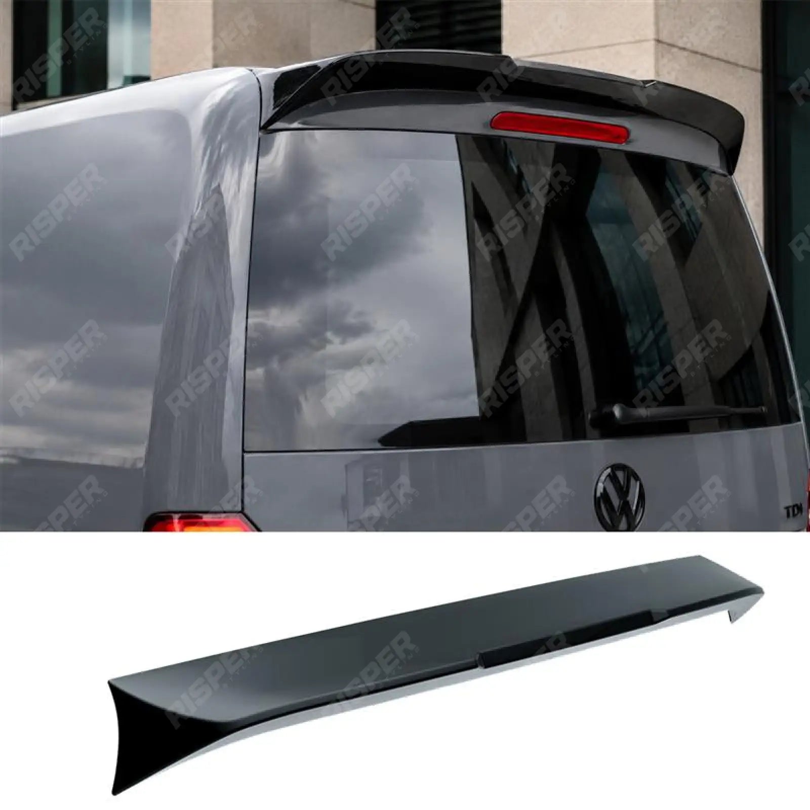 Volkswagen Caddy 2005-2020 Tailgate - Rear Spoiler - Gloss Black - Rear Spoilers Main image