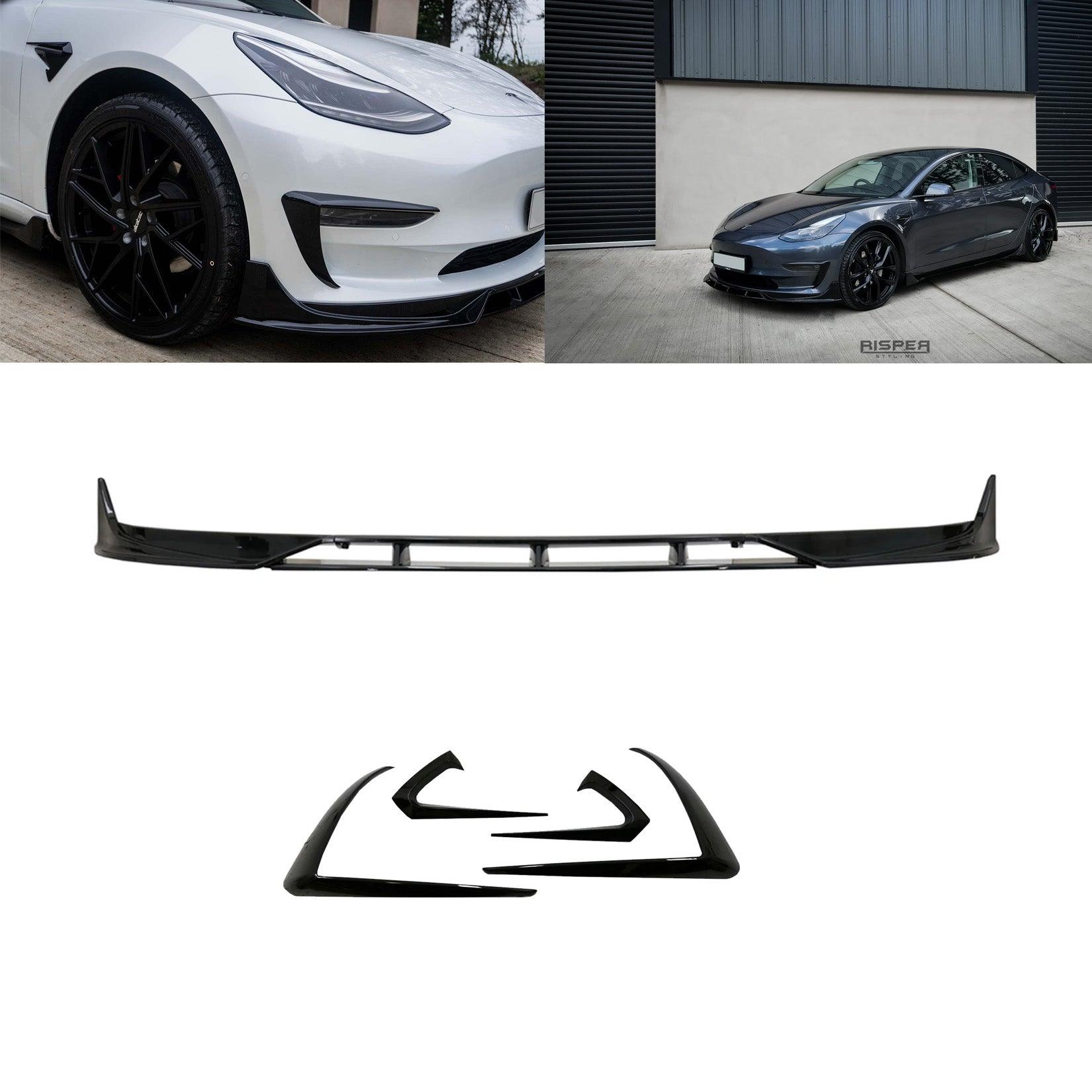 TESLA MODEL 3 2018 ON FRONT SPLITTER - IN GLOSS BLACK - RisperStyling