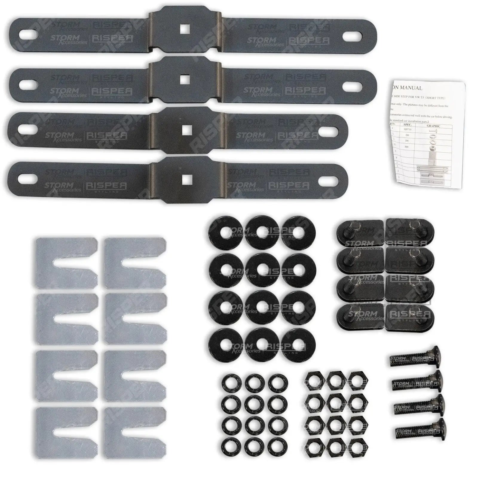 Trapezoid Side Bars in Gloss Black For VW Transporter T5 & T6 LWB 2003-2023 Secondary image