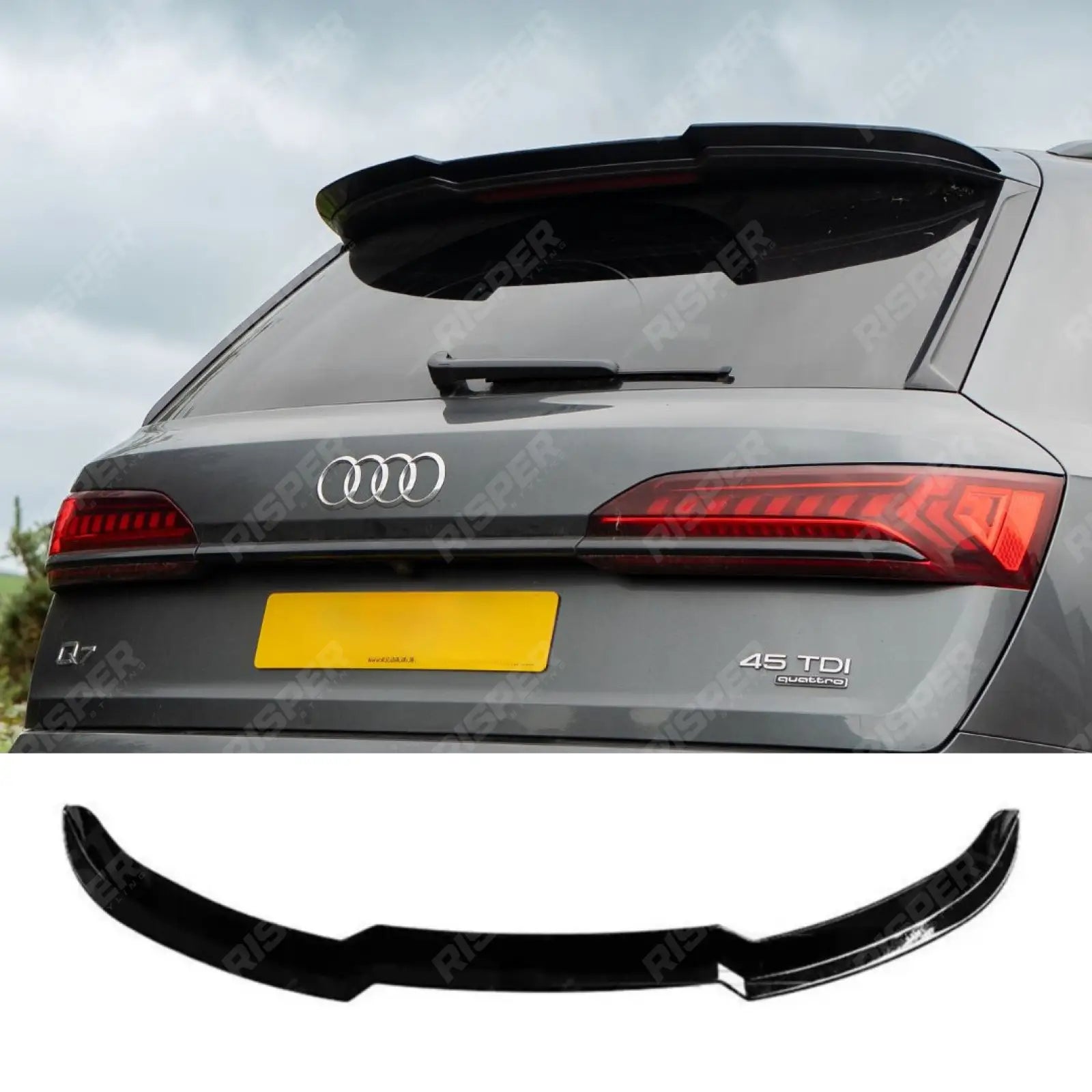 Upper Rear Spoiler in Gloss Black For Audi Q7 S-LINE 2016+ - Rear Spoilers Main image