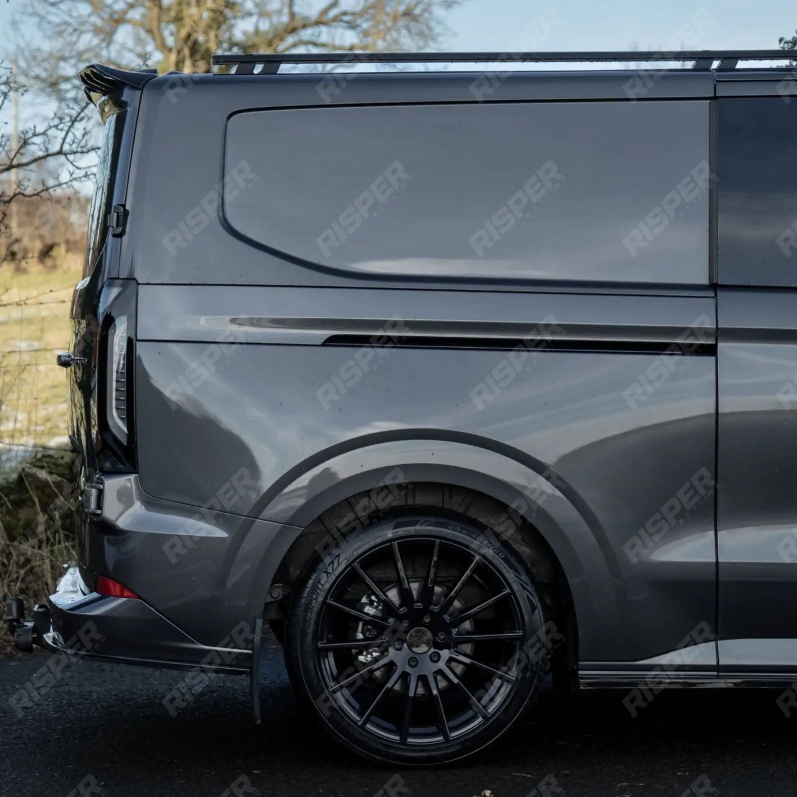 Ford Transit Custom MK2 2024 On V1 Rear Spoiler For Barn Door In Gloss Black Rear Spoilers
