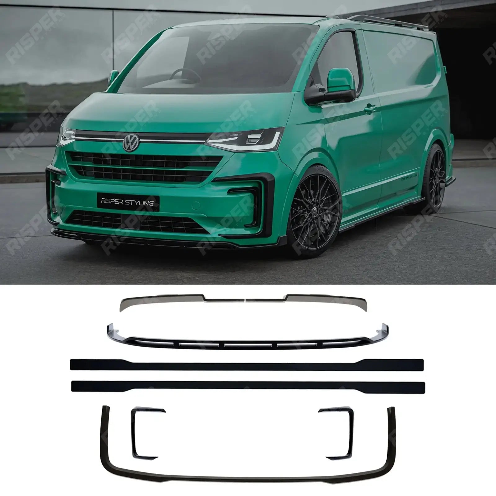 Volkswagen Transporter T7 LWB 2025 on V2 Premium Aero Kit In Gloss Black Main image