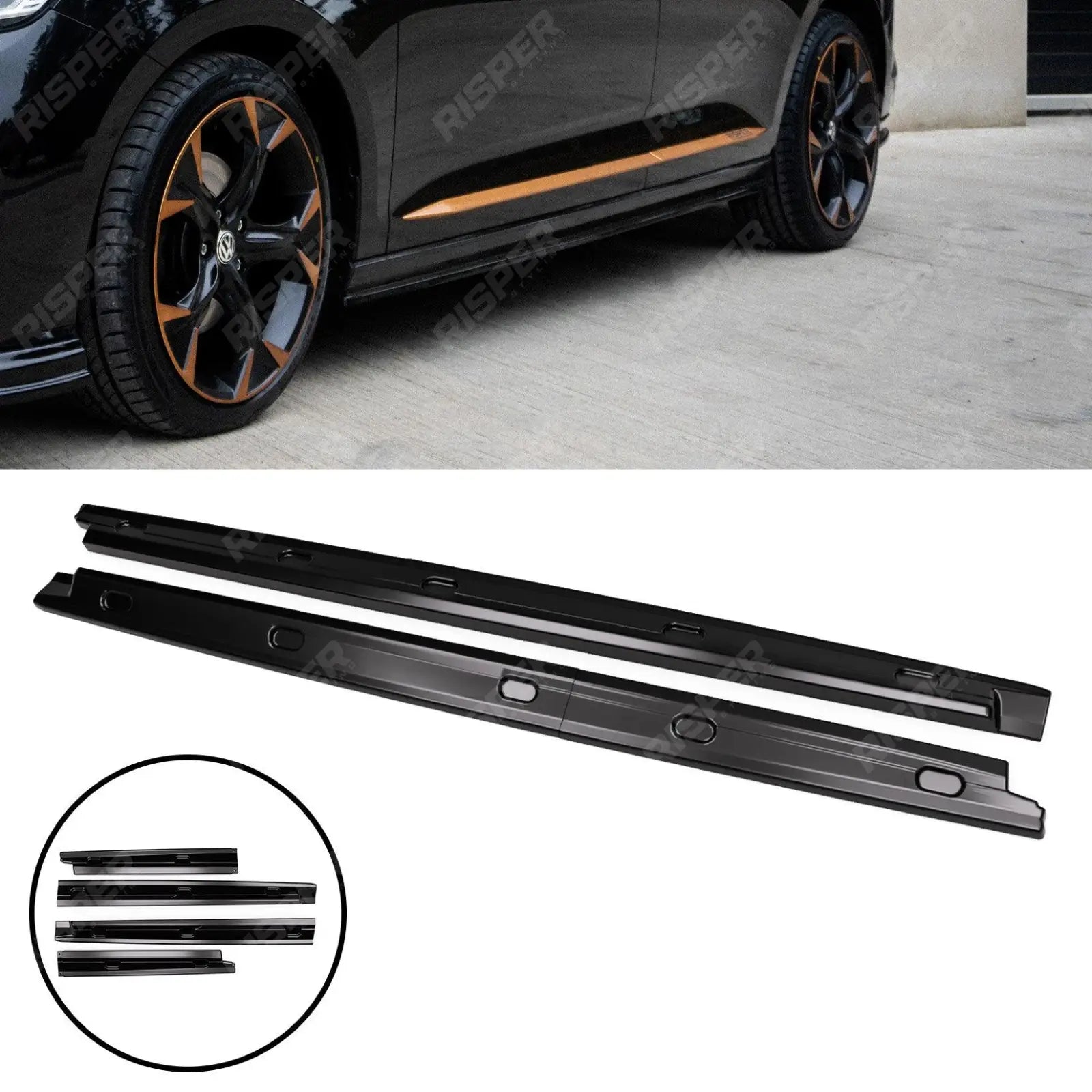 Volkswagen Caddy MK5 2021+ - Gloss Black Side Skirt Splitters Main image