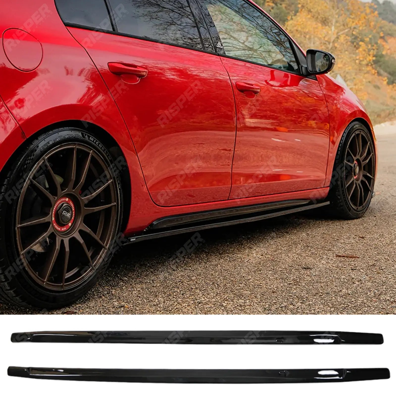 Volkswagen Golf GTI / GTD Mk6 2008-2012 Side Skirts in Gloss Black - Side Skirt Splitters Main image