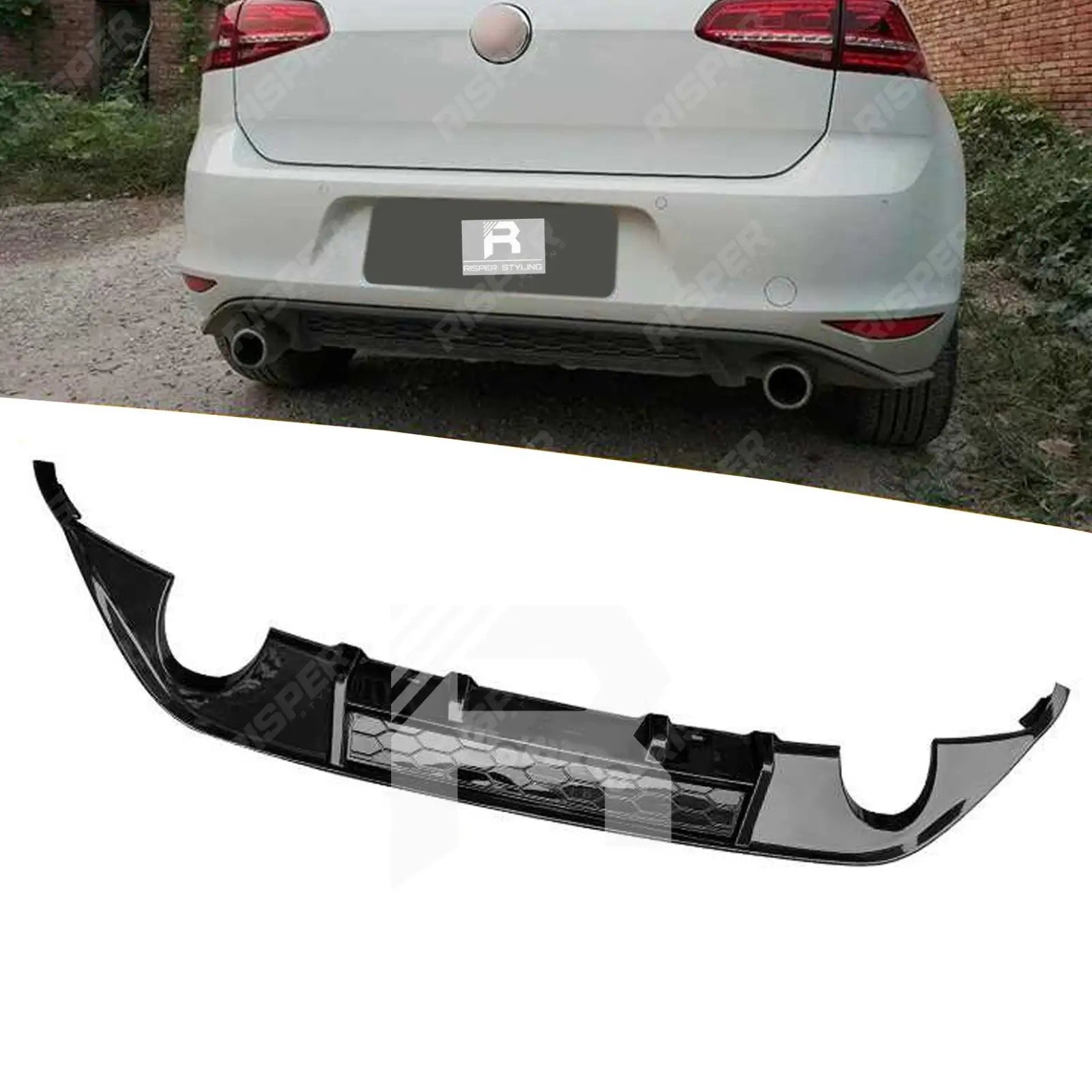 Volkswagen Golf MK7 2012 - 2017 GTI Rear Diffuser Dual Single Exit In Gloss Black Main image