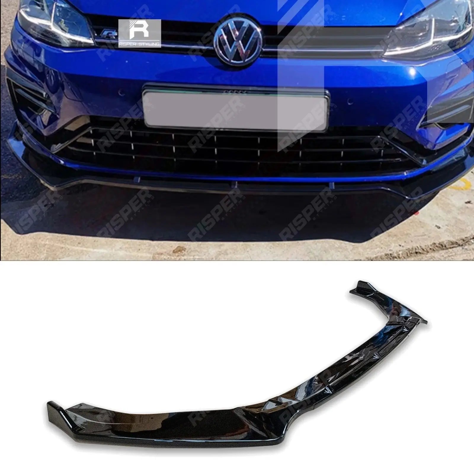 Volkswagen Golf MK7/7.5 2012 - 2017 - Gloss Black Front Splitter Lip for GTD, GTI, R, R - Line Main image