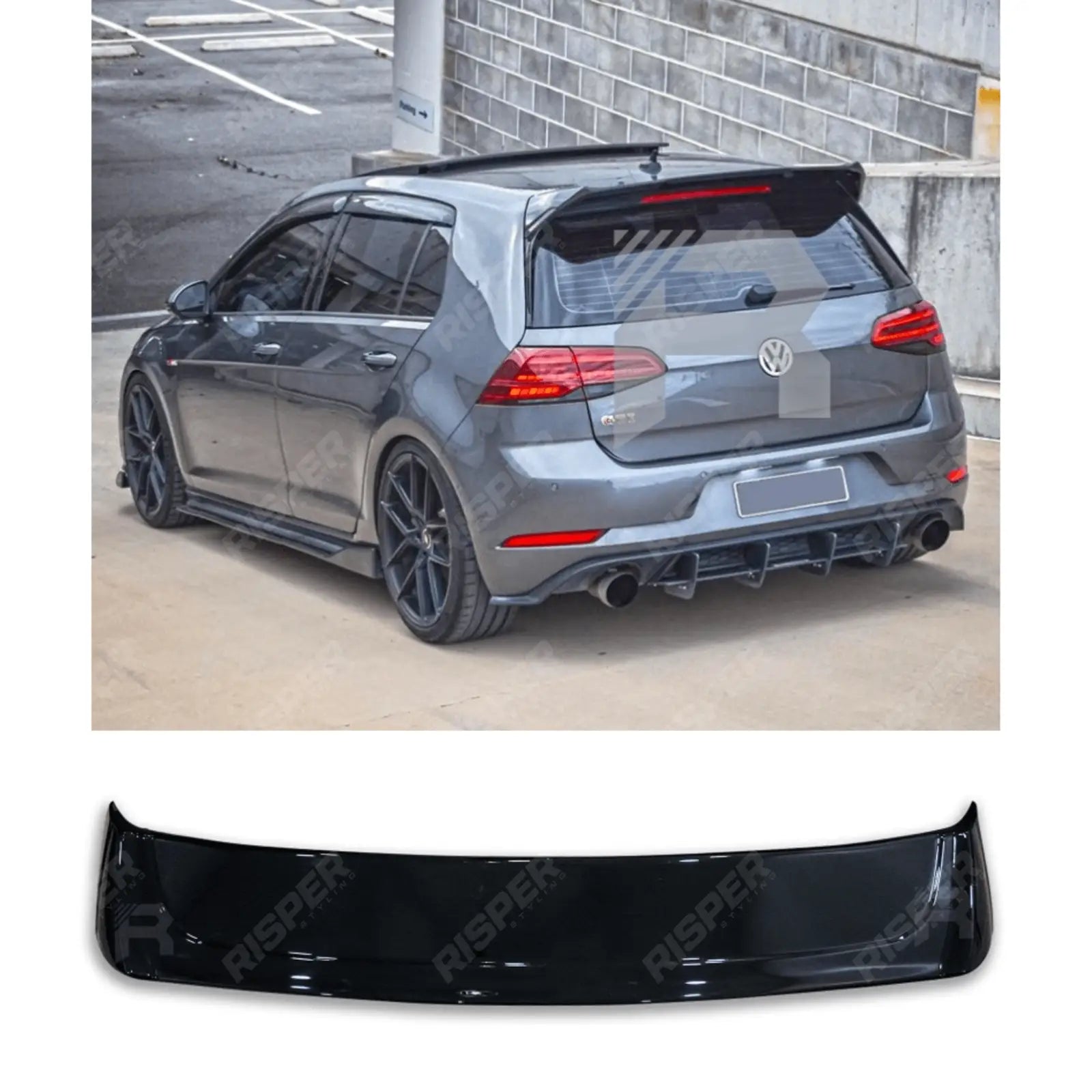 Volkswagen Golf MK7/7.5 GTI/GTD/R/R - Line 2012 - 2020 - Osir Style Rear Spoiler in Gloss Black Main image