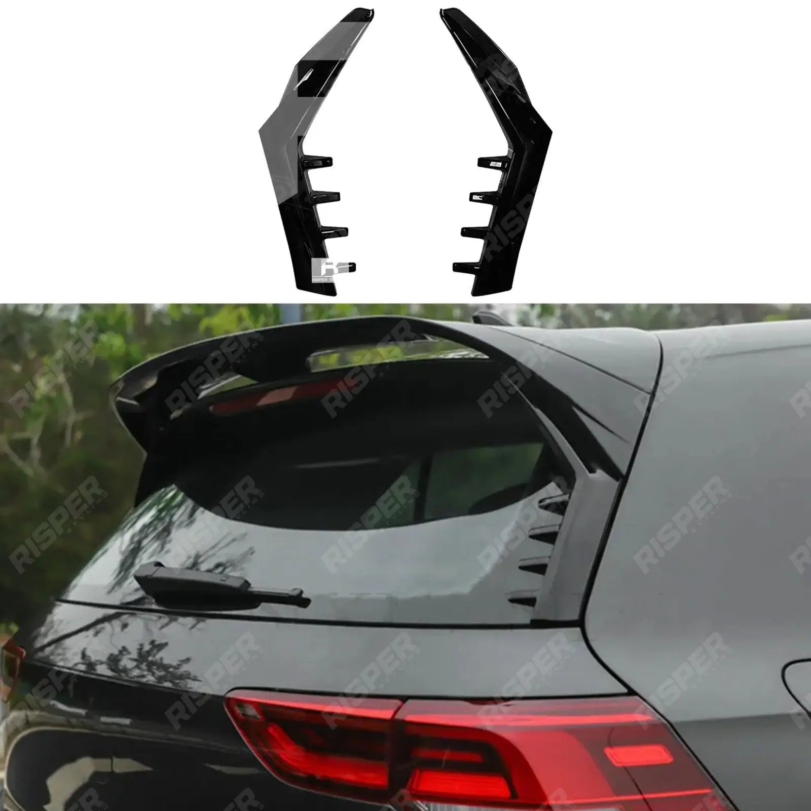 Volkswagen Golf MK8 2020+ - Gloss Black Rear Window Blade Wings Main image