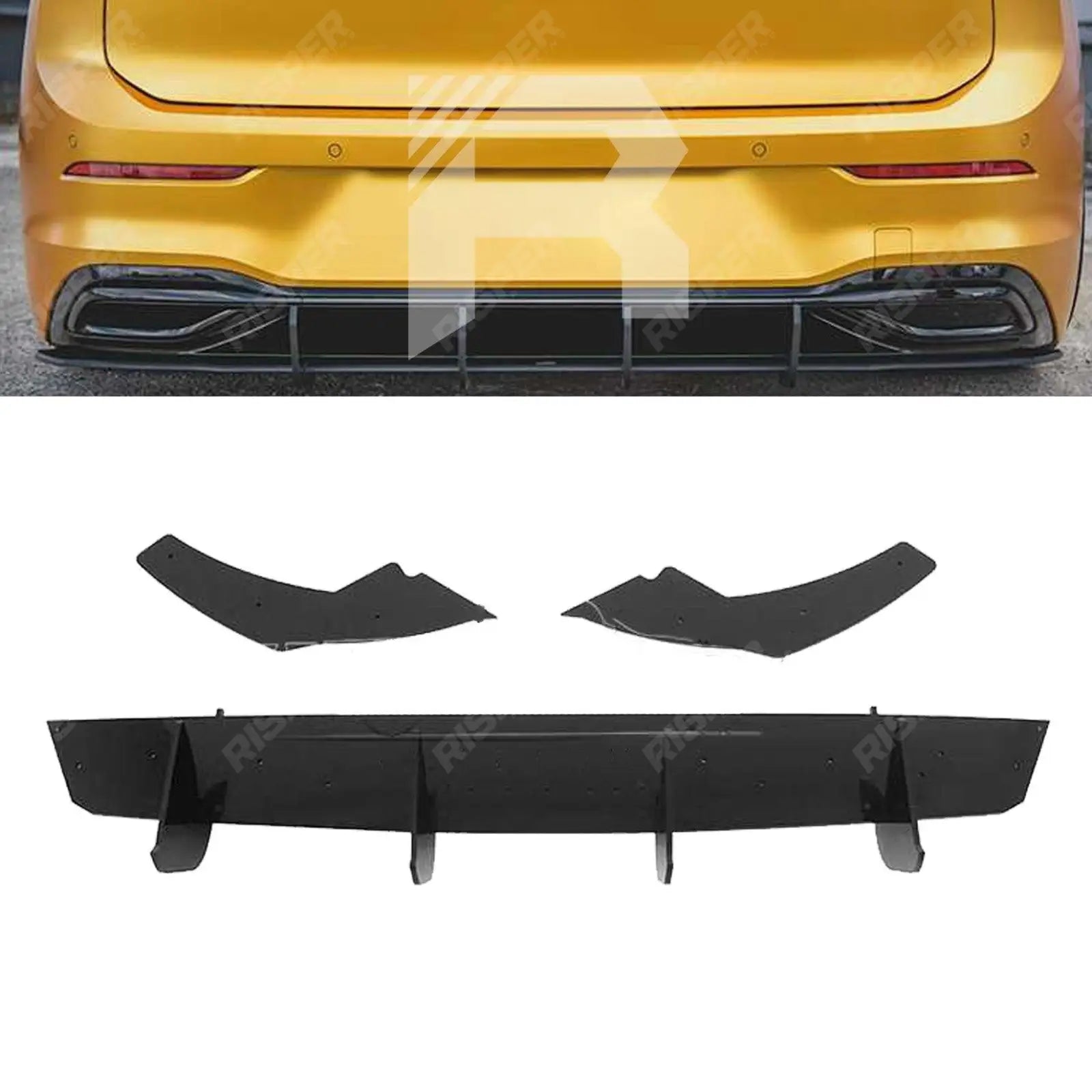 Volkswagen Golf MK8 GTI 2020+ Gloss Black Rear Blade Style Diffuser & Side Splitters Main image
