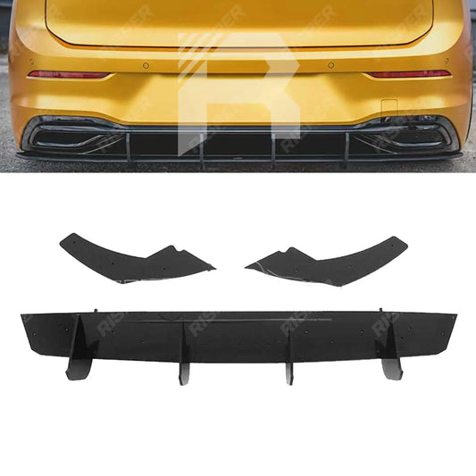 Volkswagen Golf MK8 GTI 2020+ Gloss Black Rear Blade Style Diffuser & Side Splitters