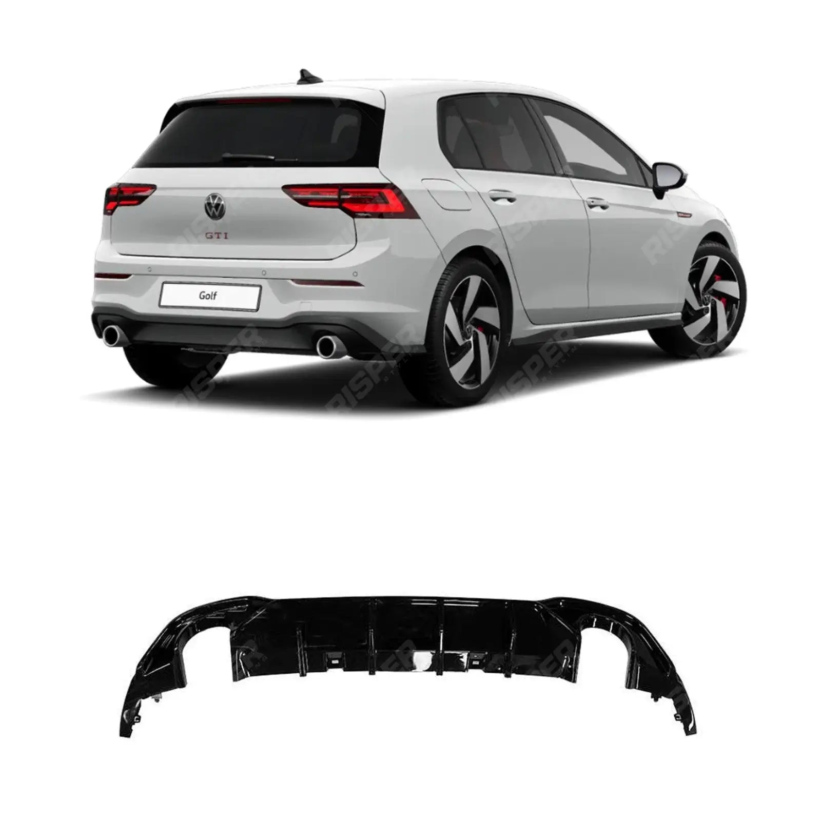 Volkswagen Golf MK8 GTI Rear Diffuser In Gloss Black Main image