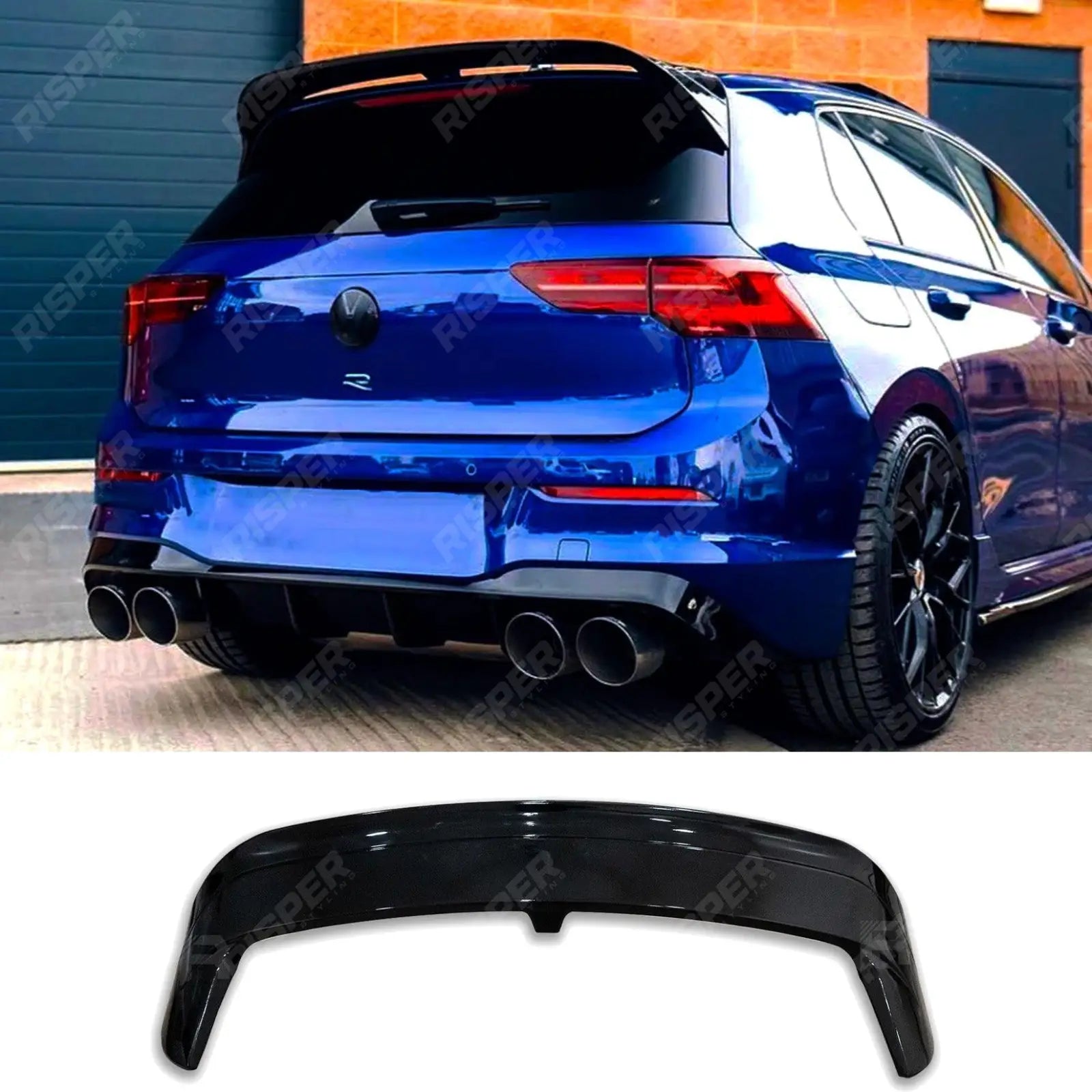 Volkswagen Golf MK8 R/R - Line/GTI 2020+ - Club Sport CS Style Rear Spoiler in Gloss Black Main image