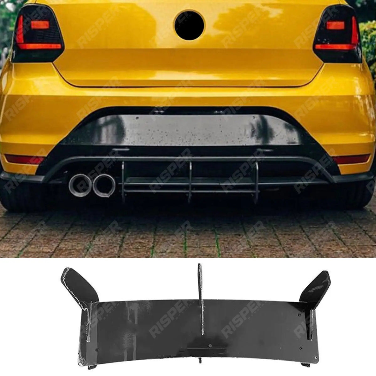 Volkswagen Polo MK5 6C GTI 2014 - 2018 - Rear Blade Style Diffuser in Gloss Black